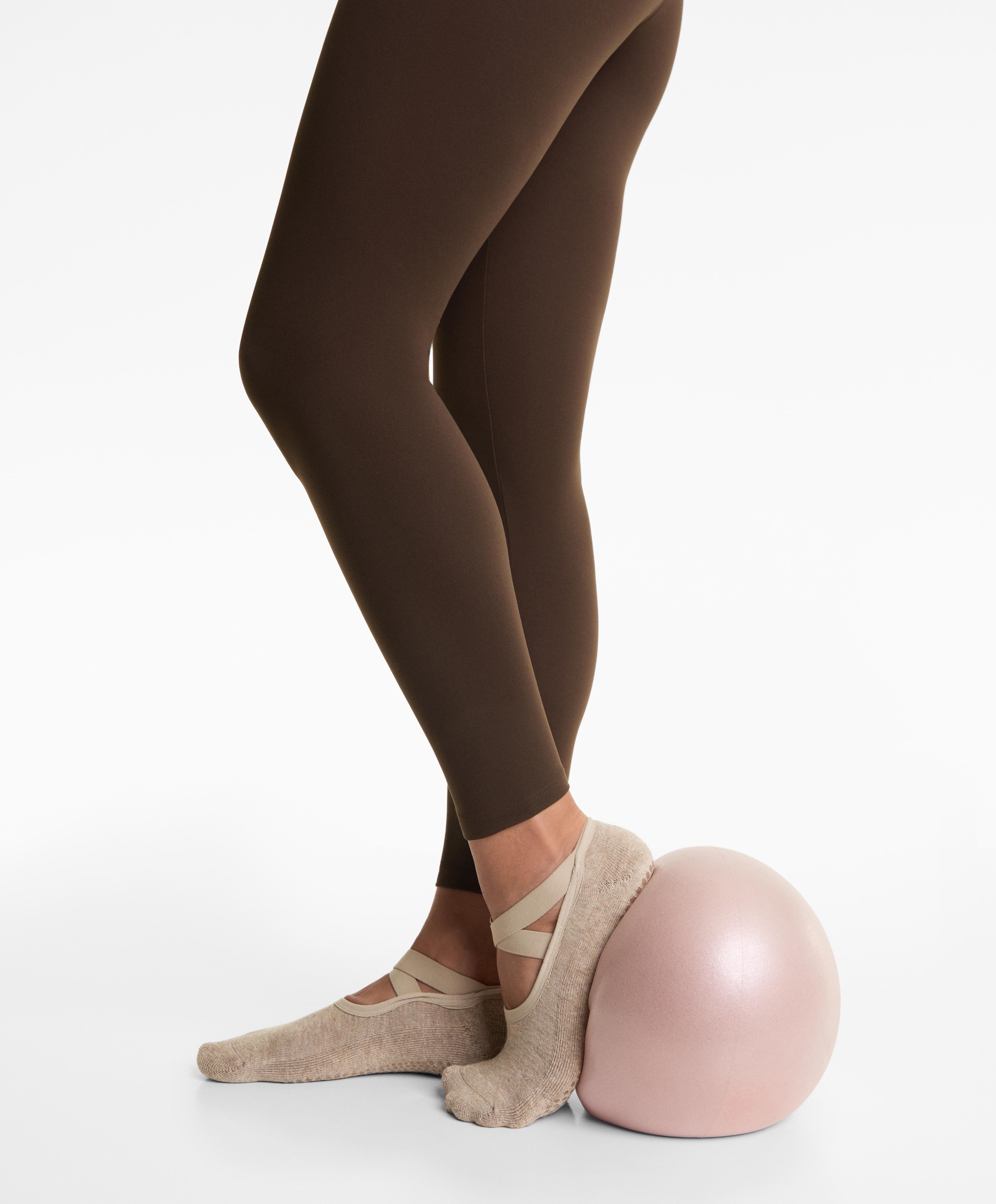 2 pairs of yoga and Pilates cotton-blend socks with cross straps and padding
