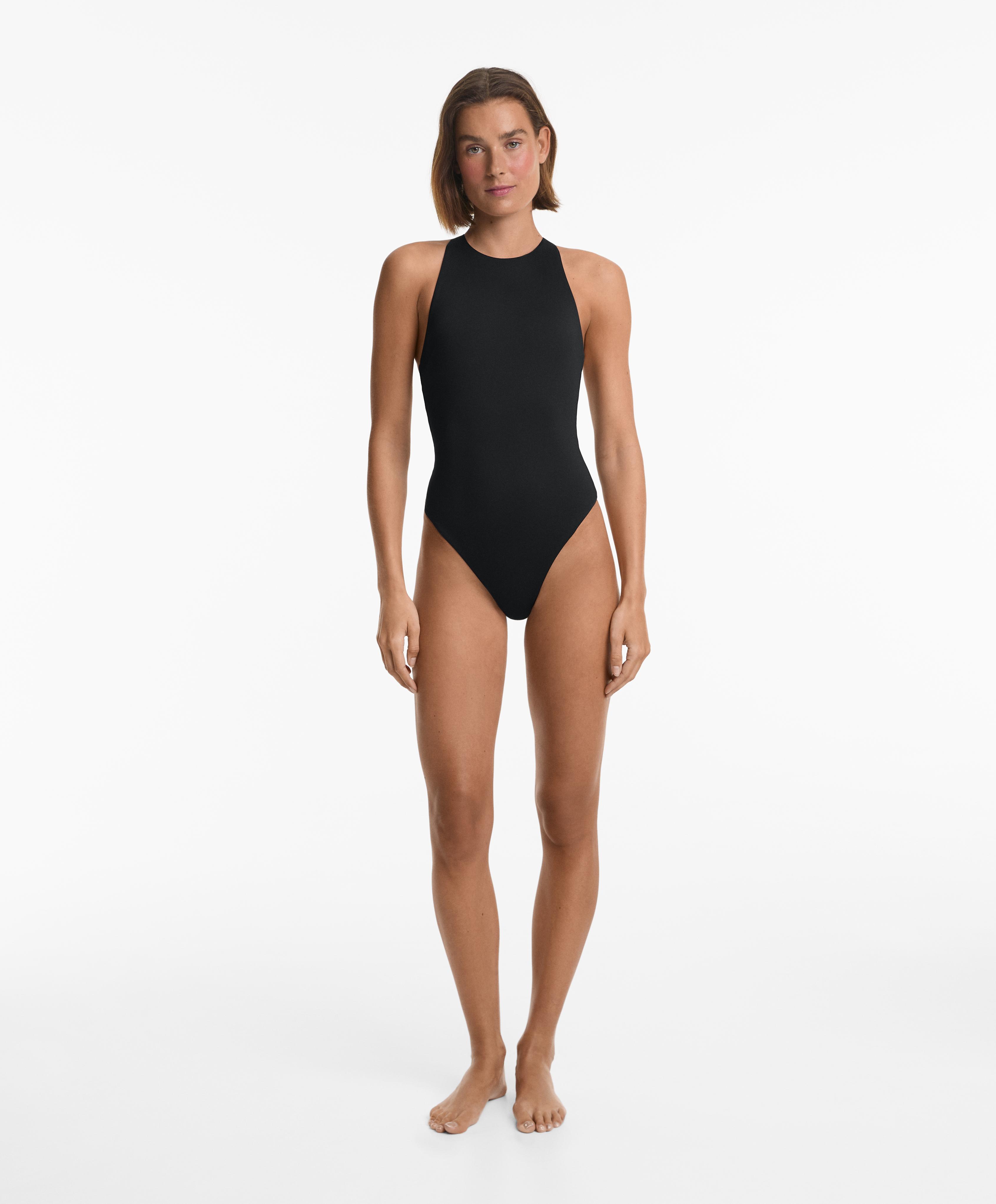 Crossover strap halterneck swimsuit