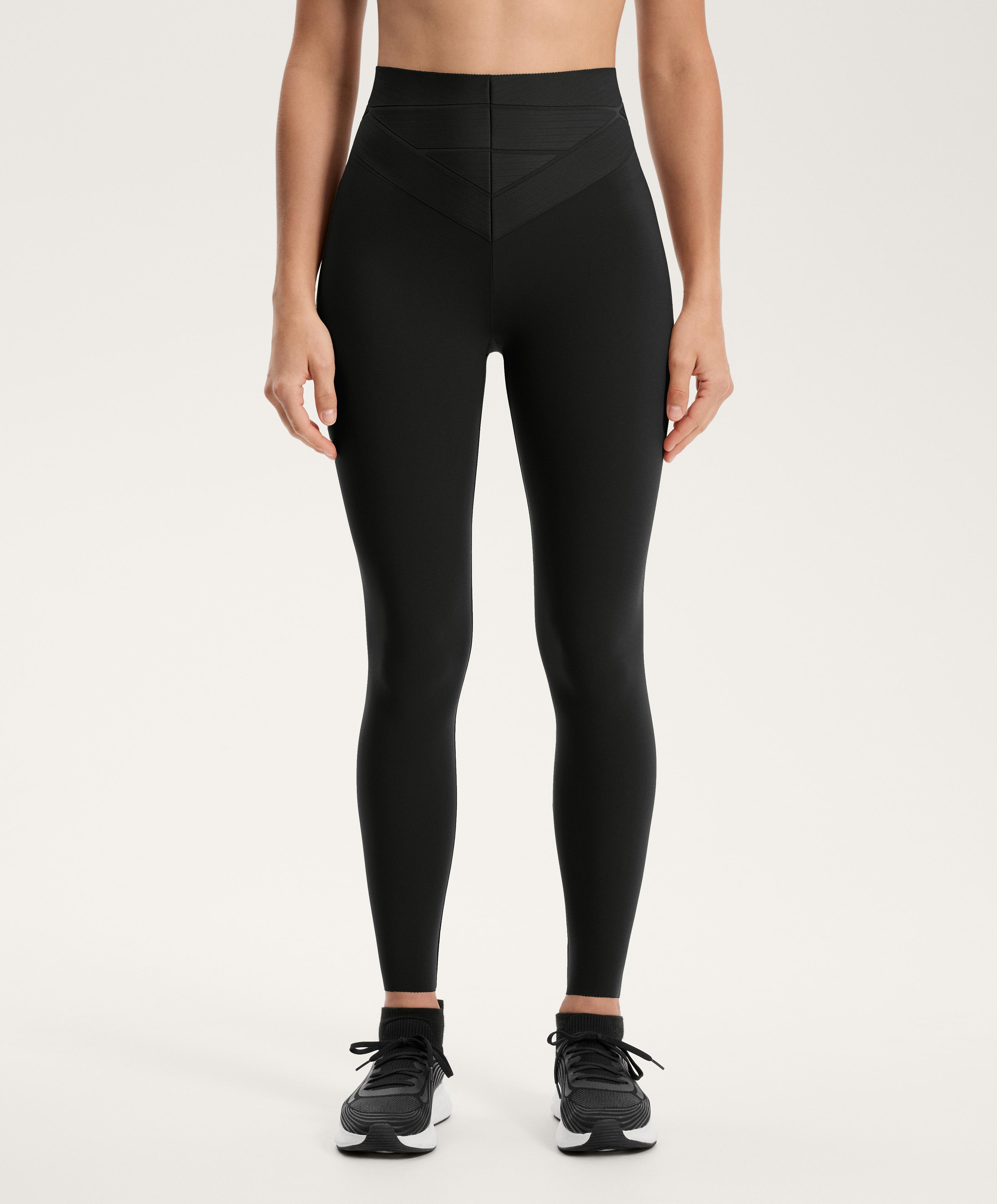 Ankle-length high rise Compressive core control block leggings 65 cm