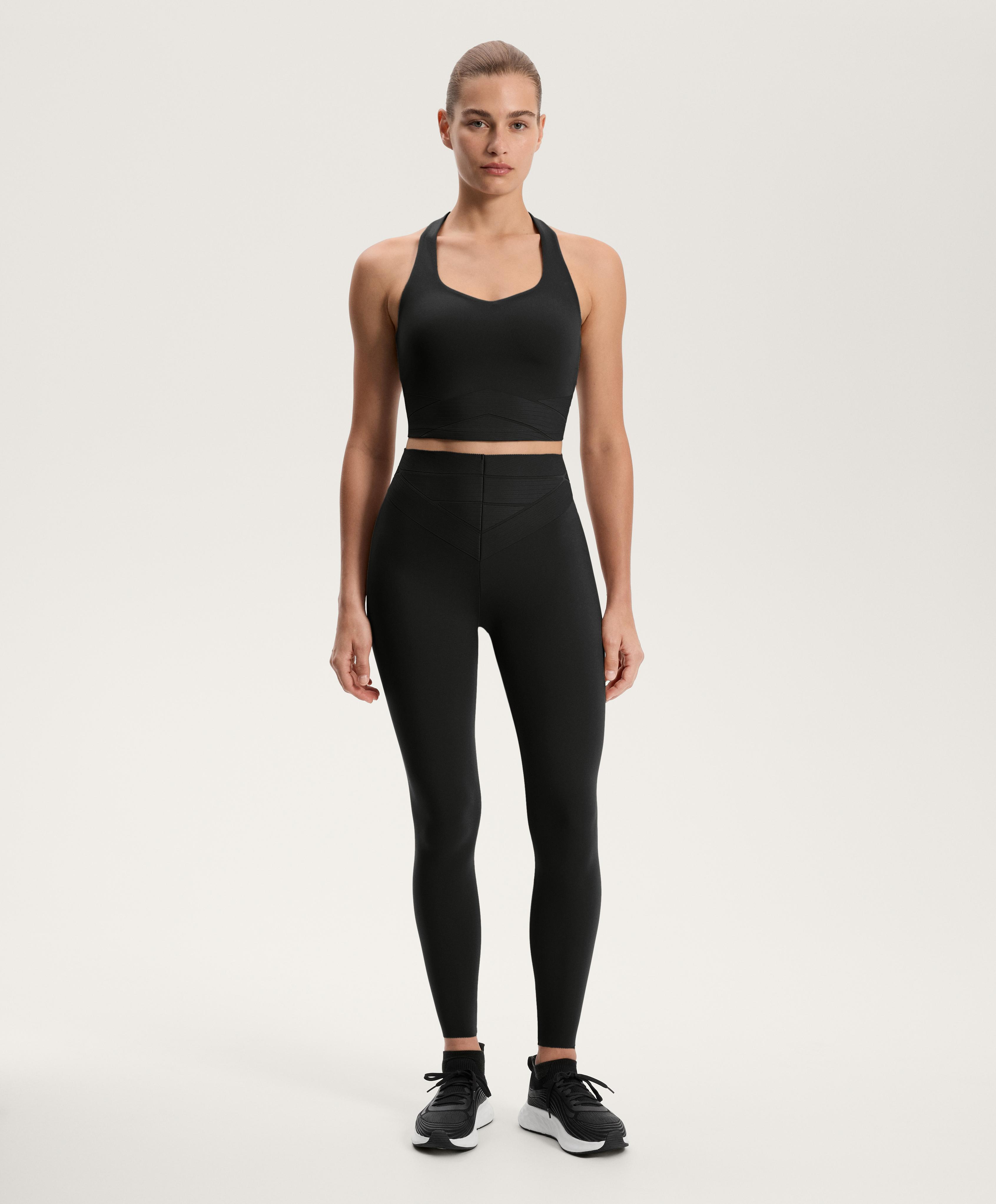 Ankle-length high rise Compressive core control block leggings 65 cm