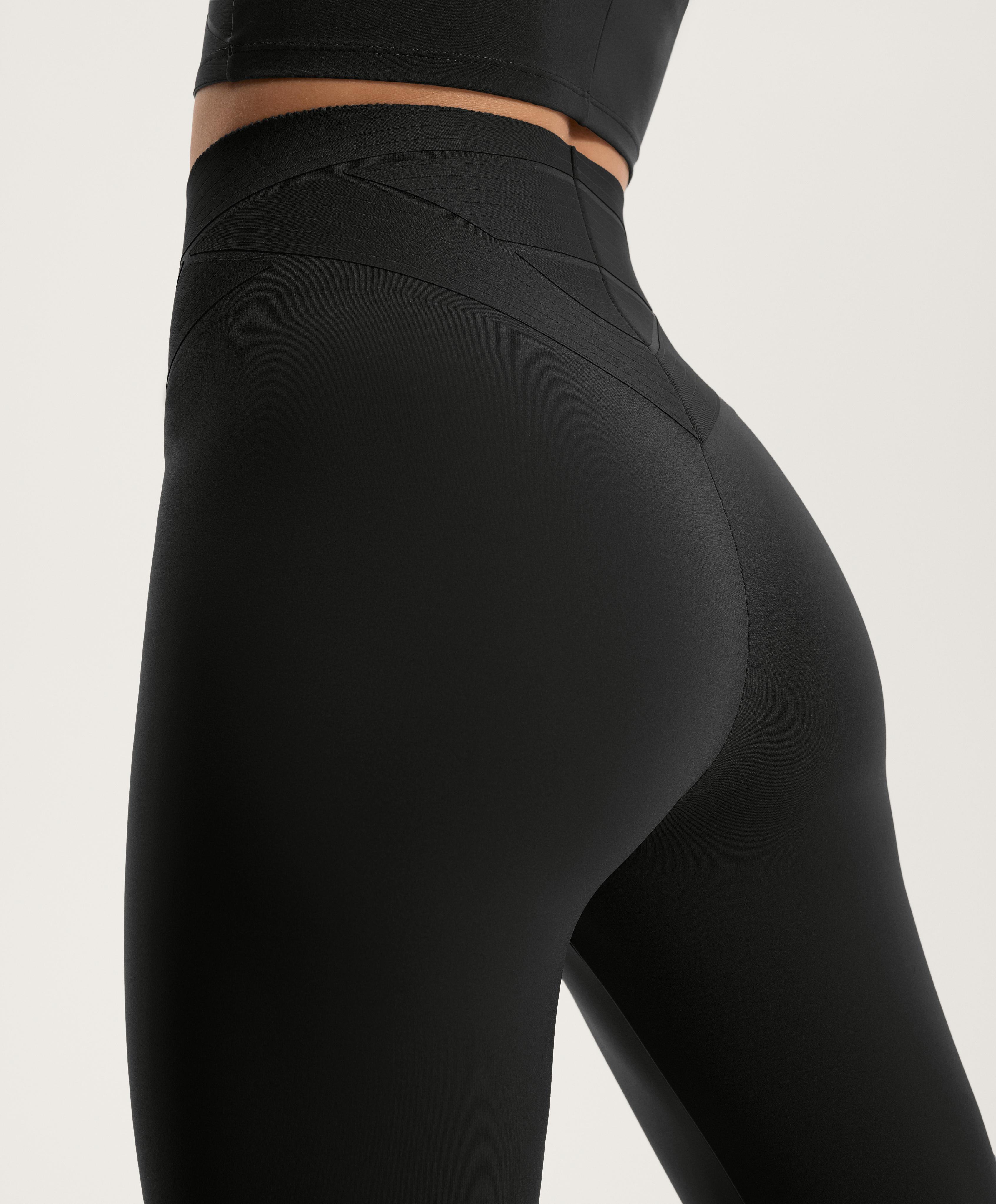 Ankle-length high rise Compressive core control block leggings 65 cm