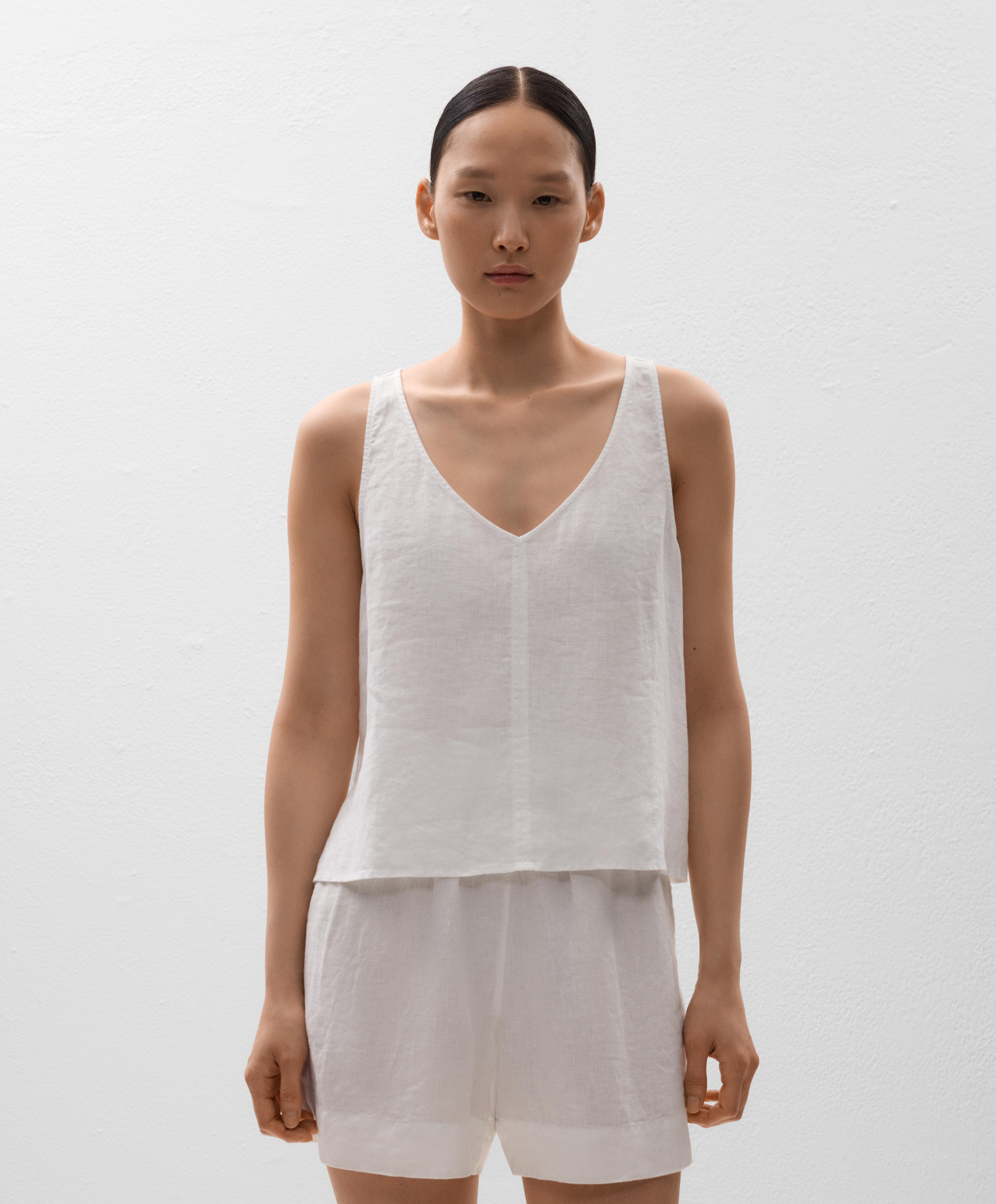 V-neck 100% linen top