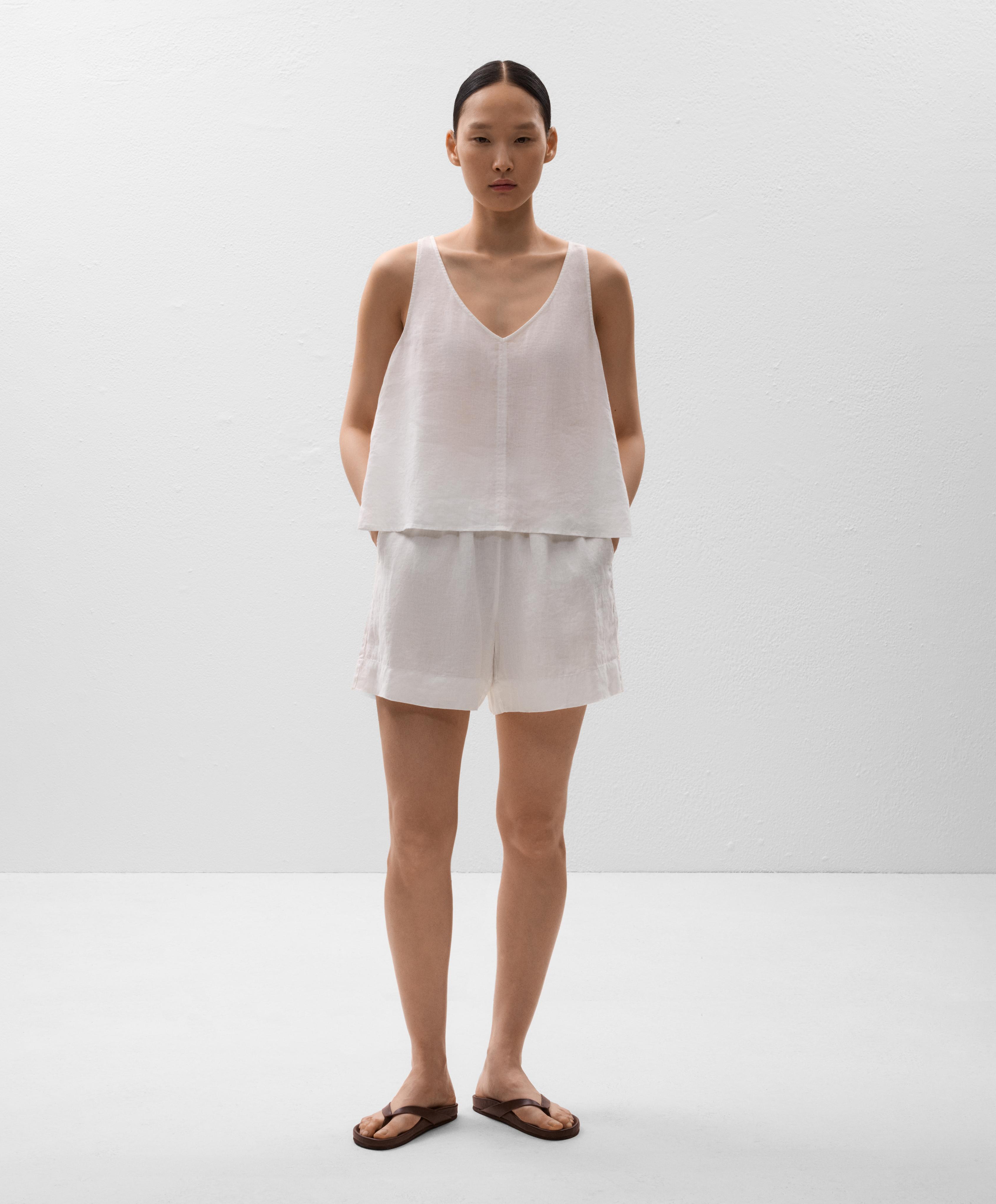 V-neck 100% linen top
