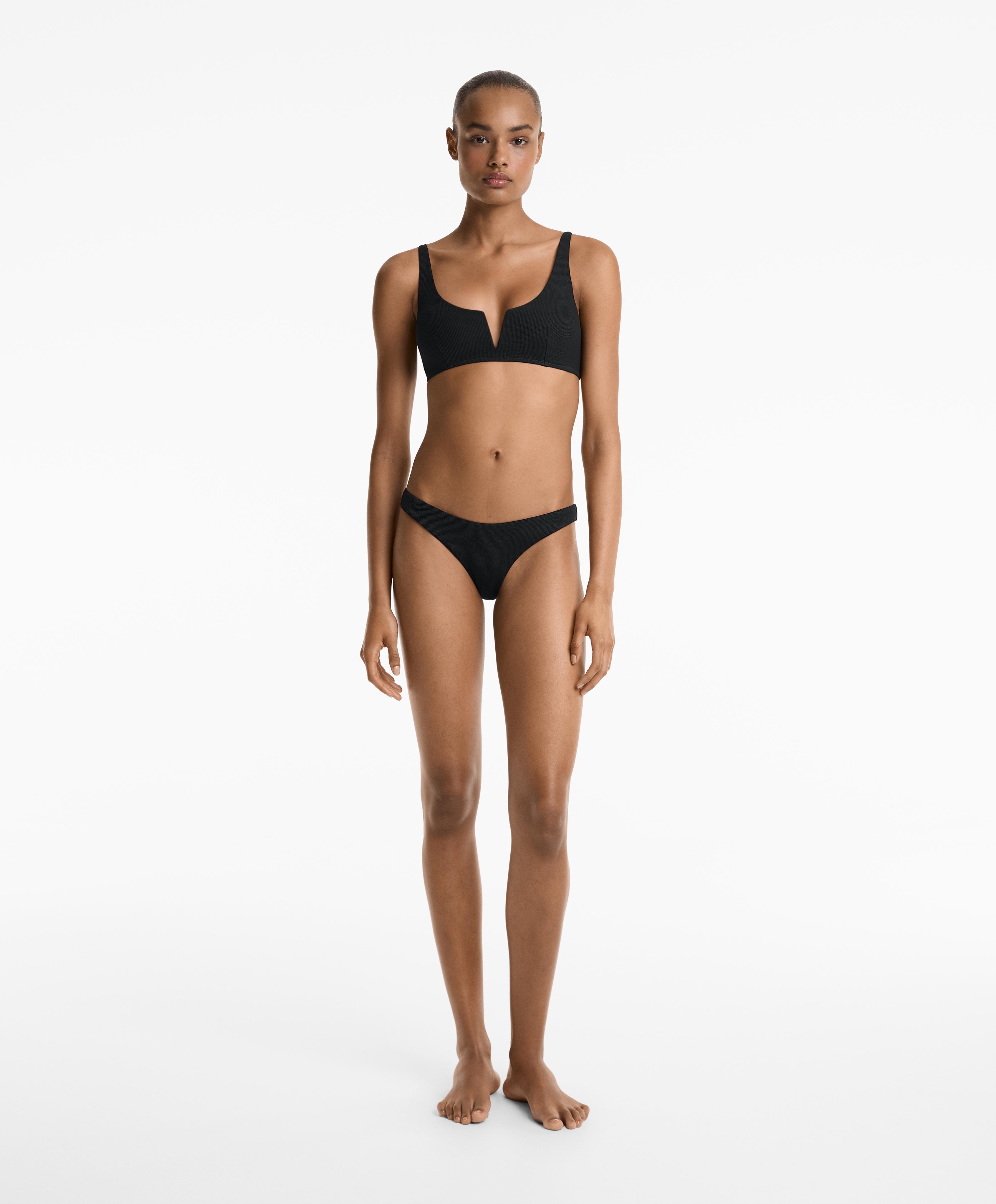 U-cut piqué Brazilian bikini briefs