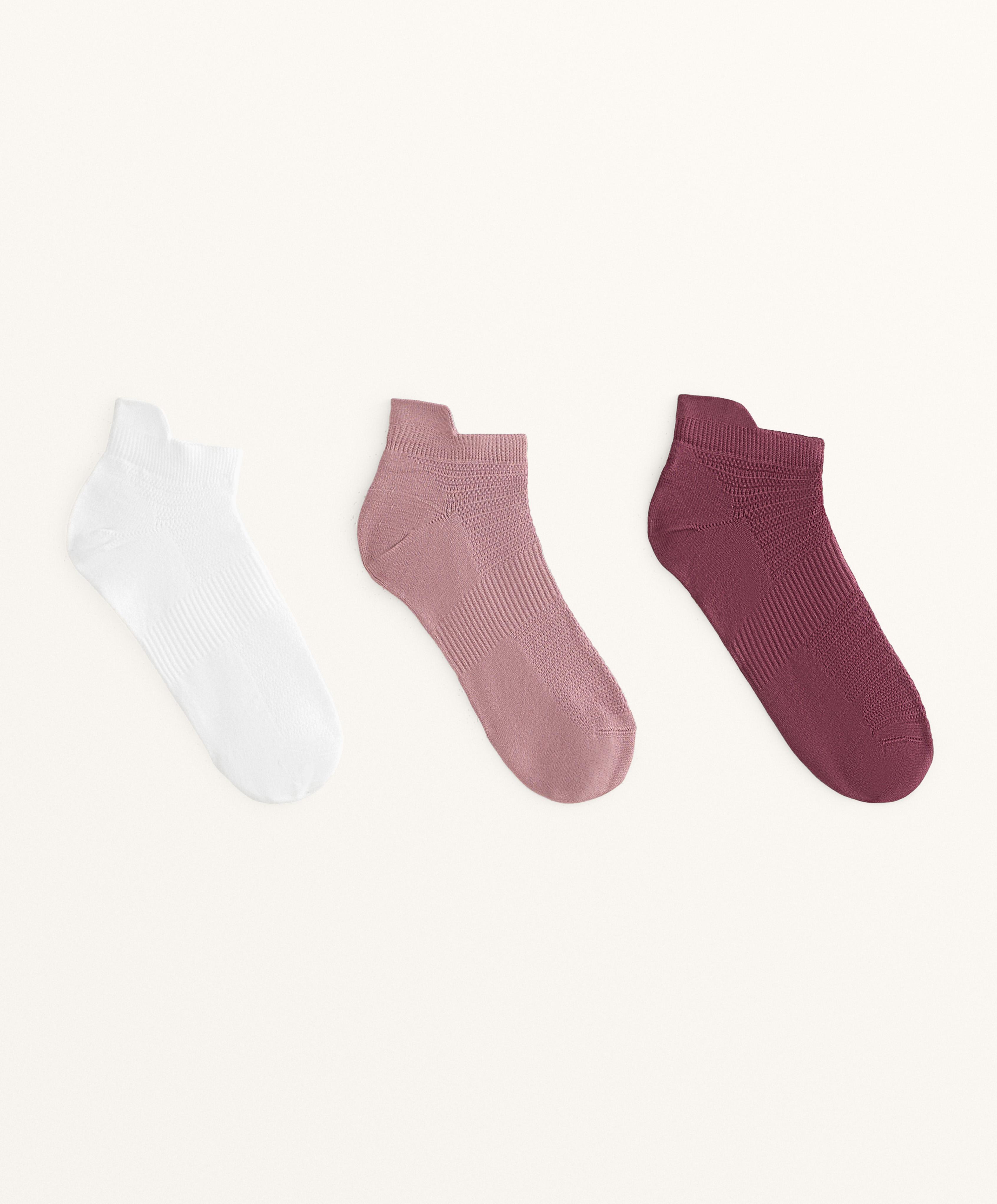 3 pairs of polyamide blend sneaker socks with heel tab