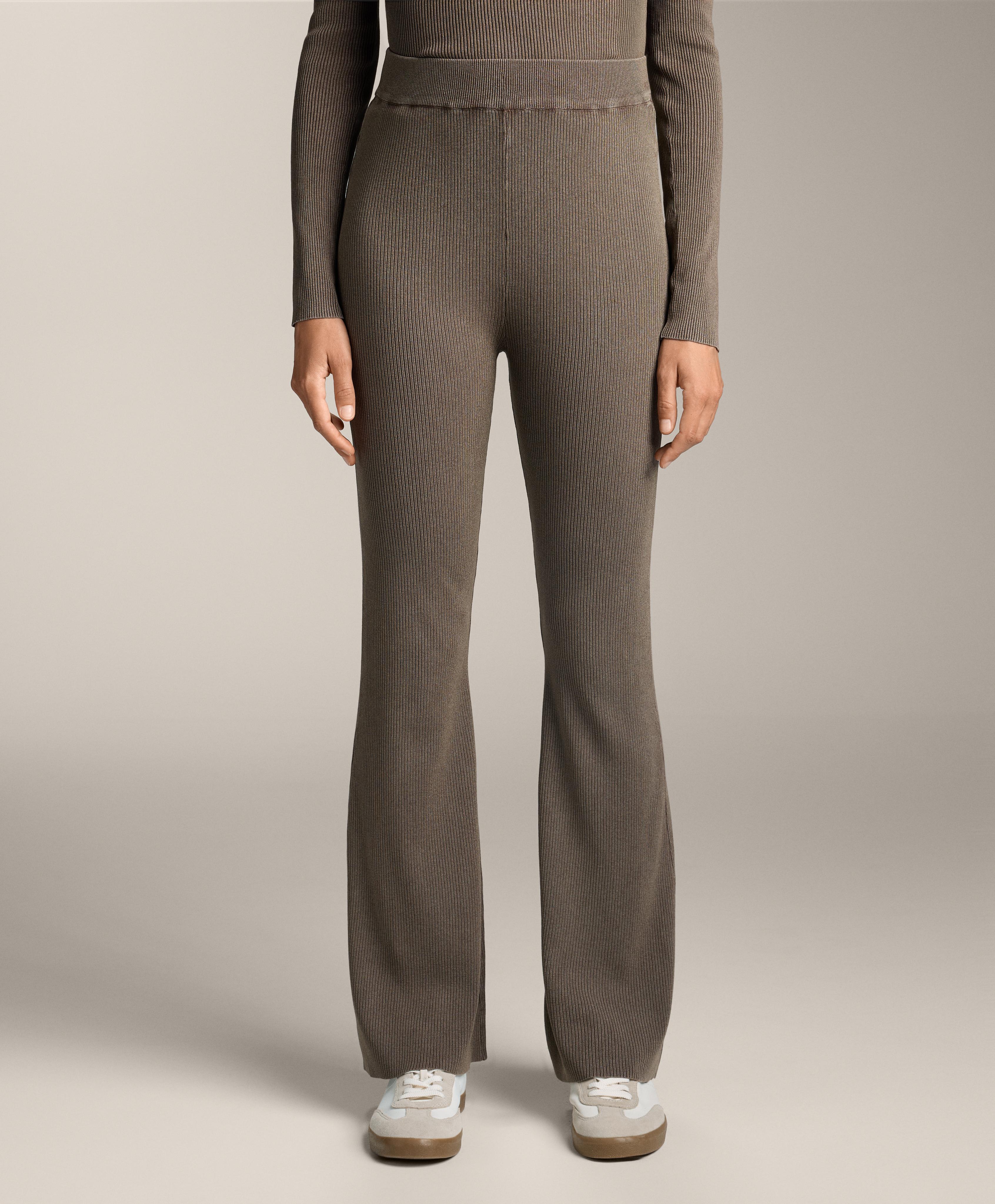 Flare knit rib trousers