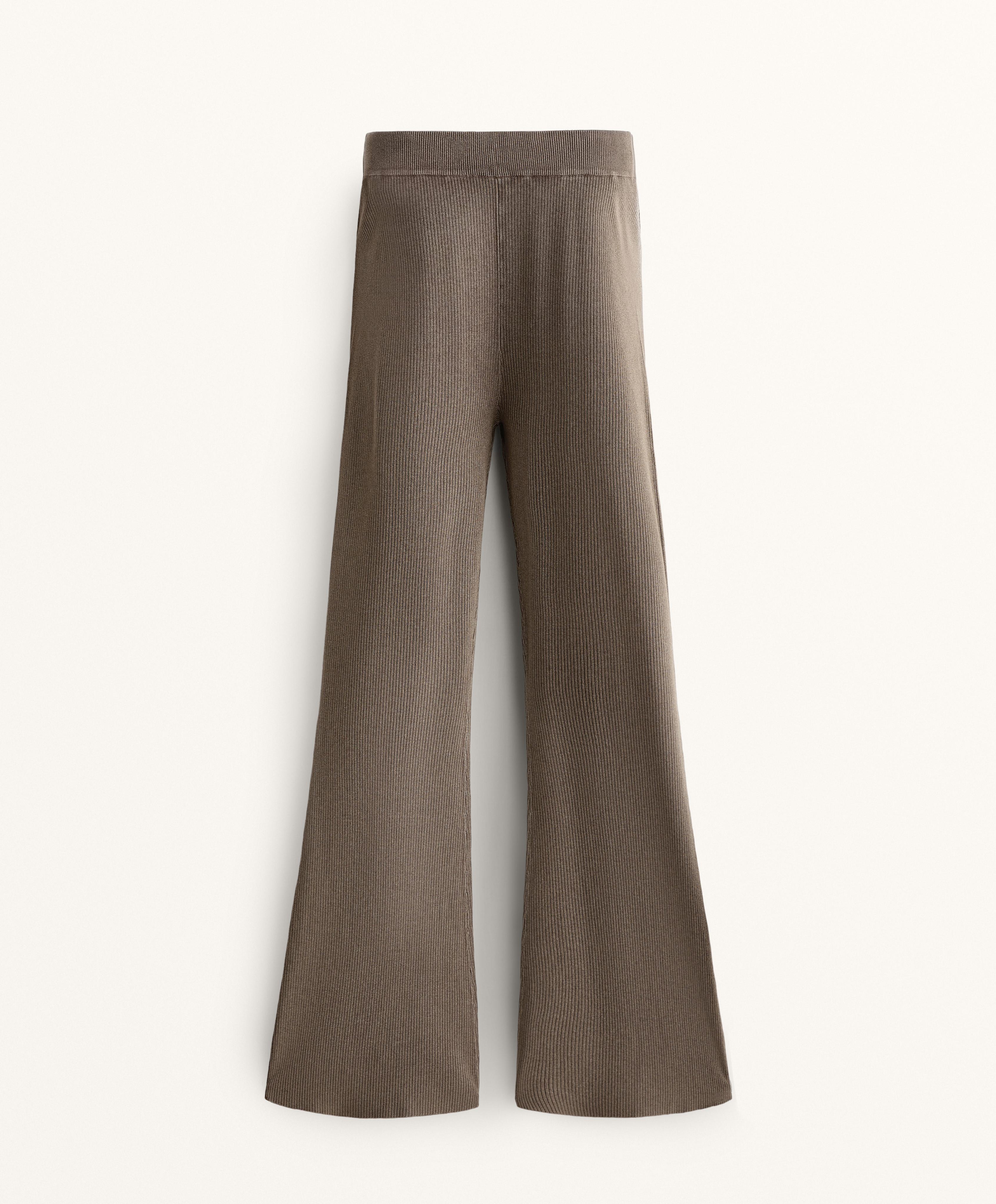 Flare knit rib trousers