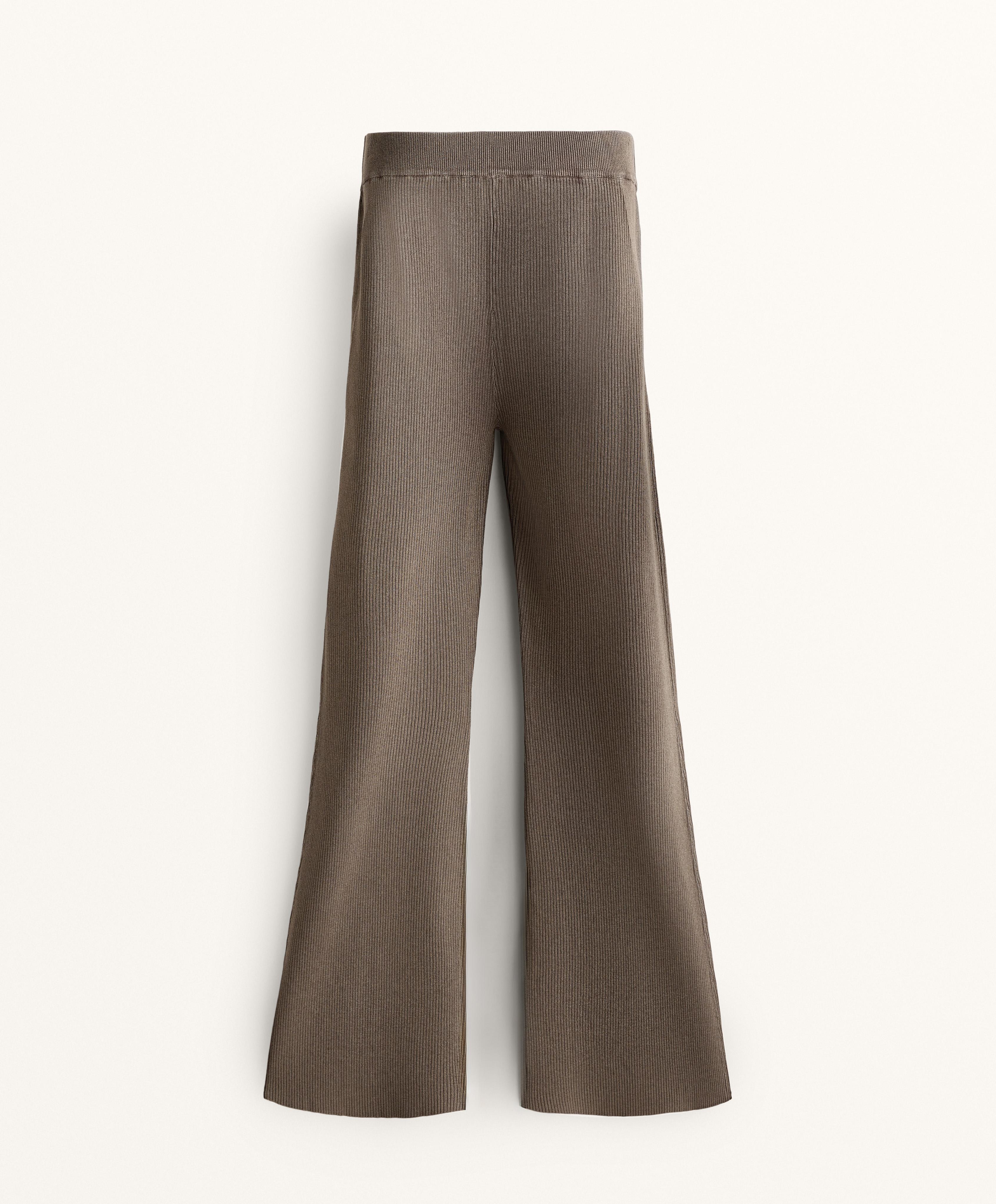 Flare knit rib trousers