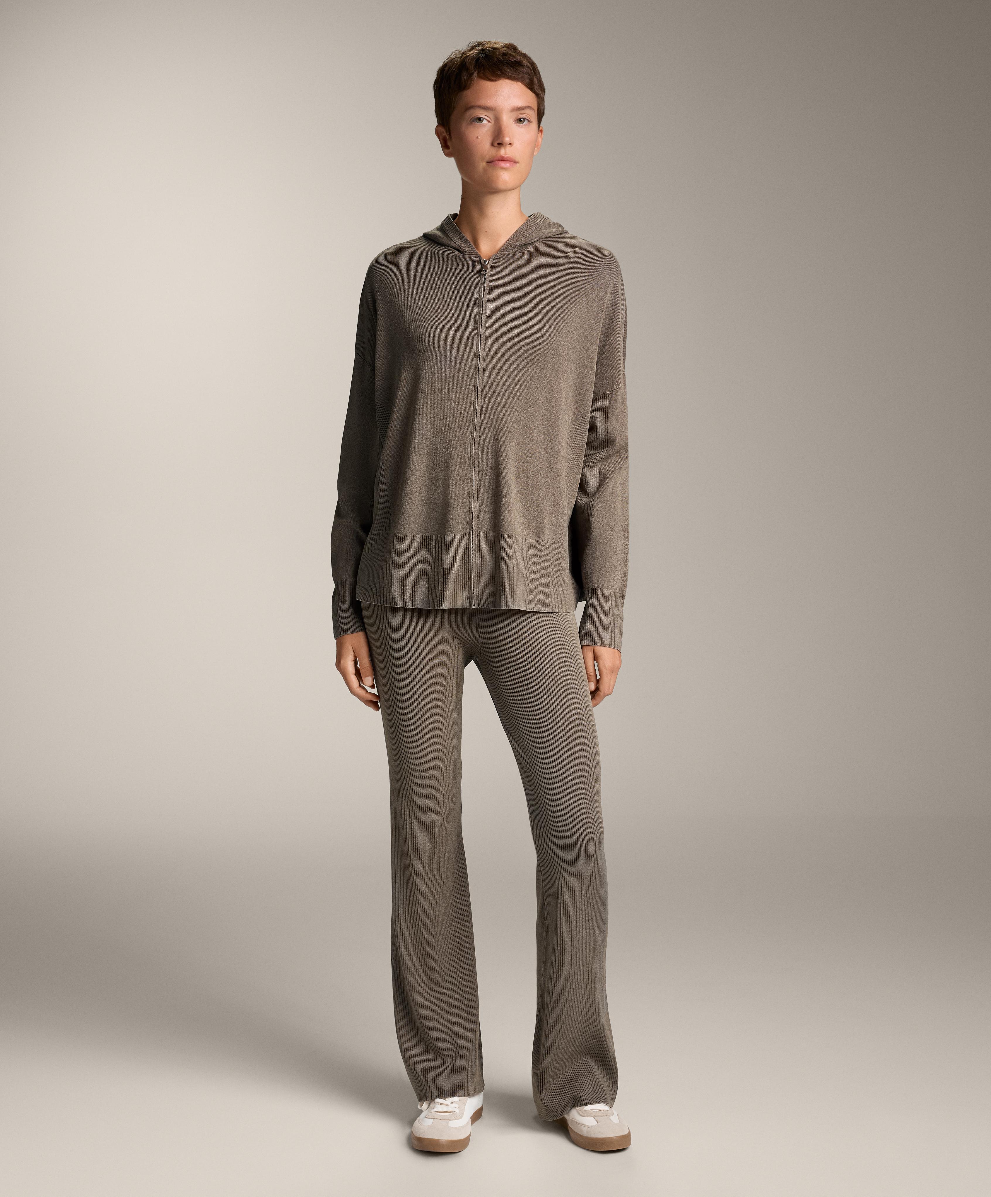 Flare knit rib trousers