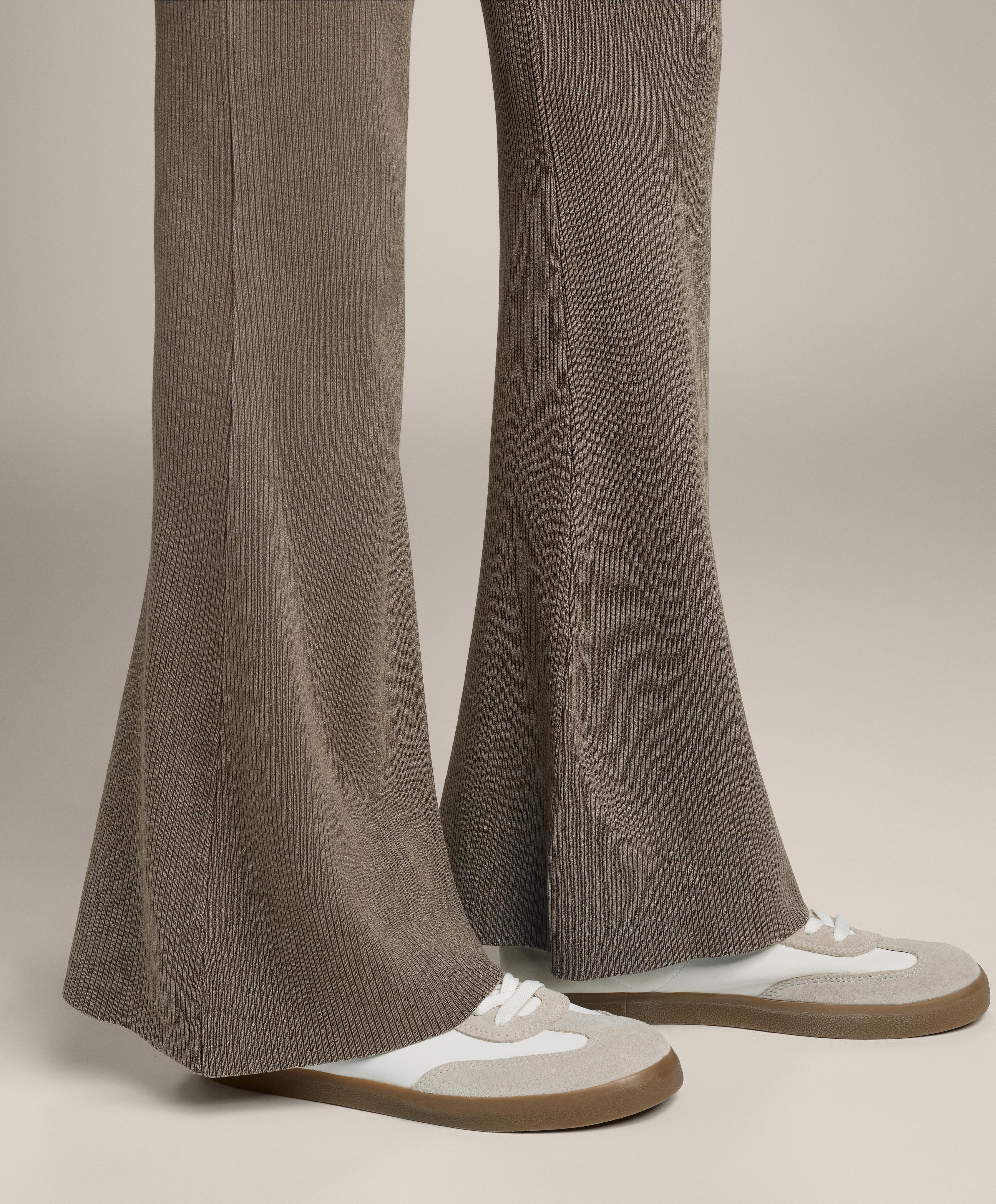 Flare knit rib trousers