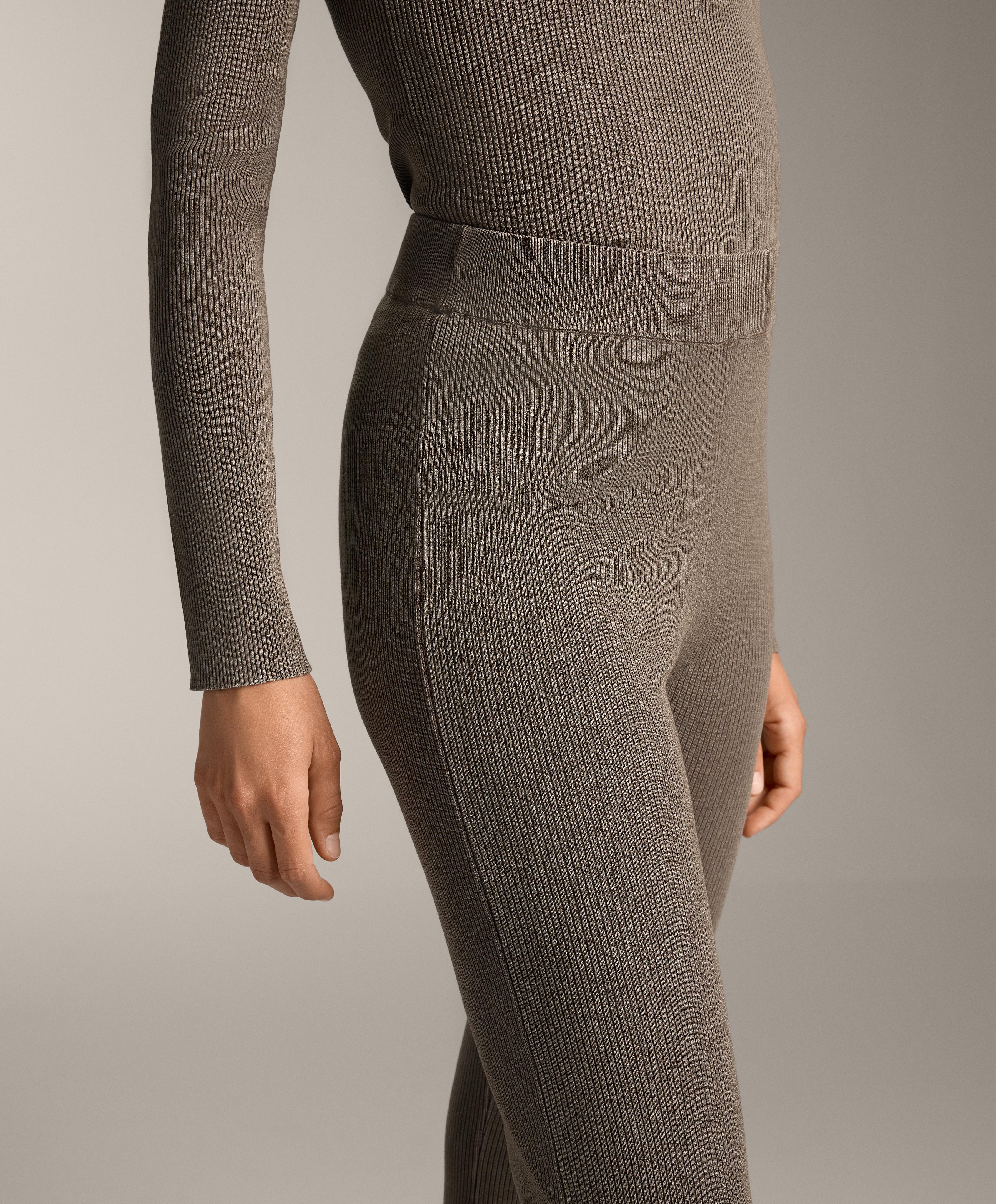 Flare knit rib trousers