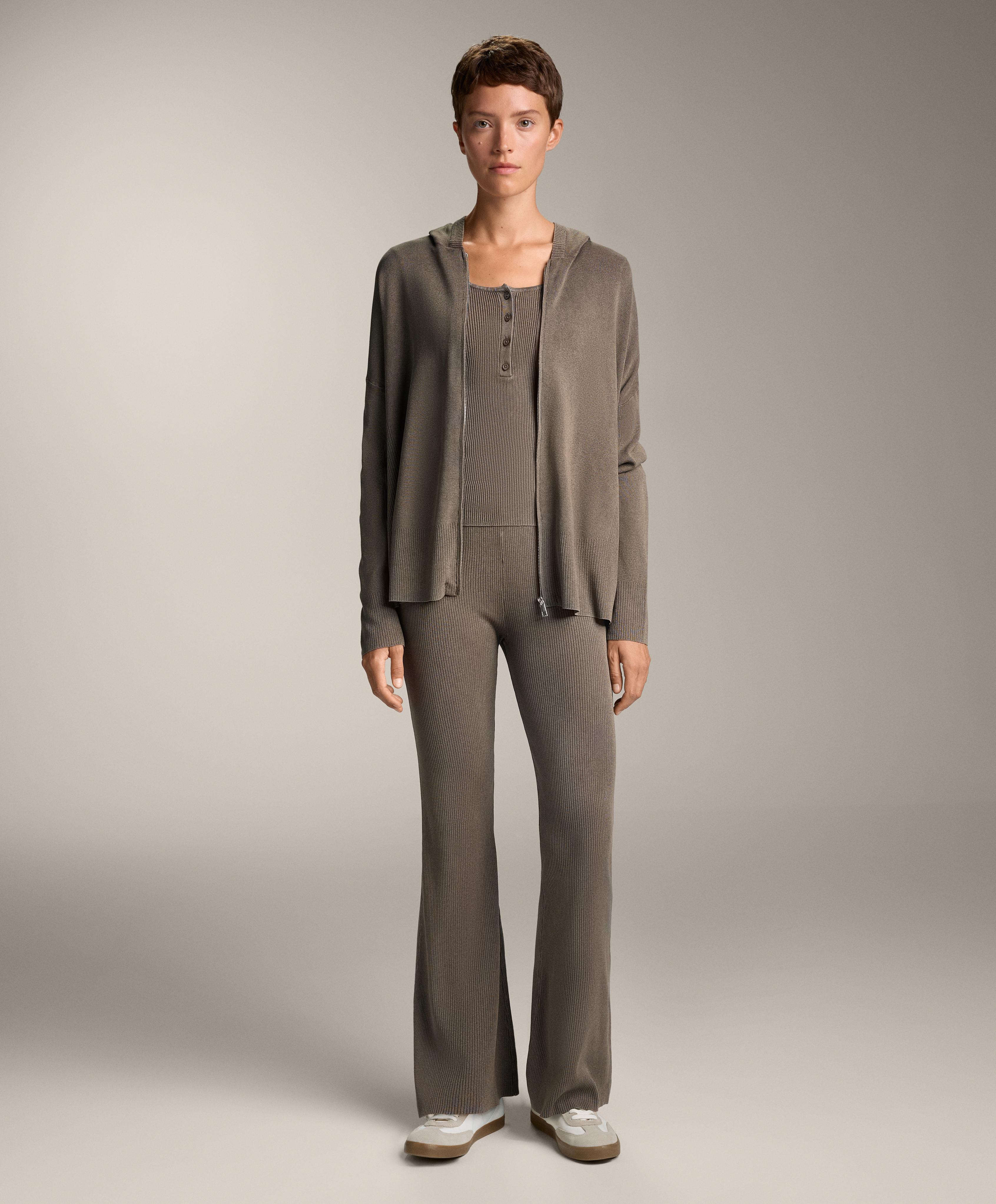 Flare knit rib trousers
