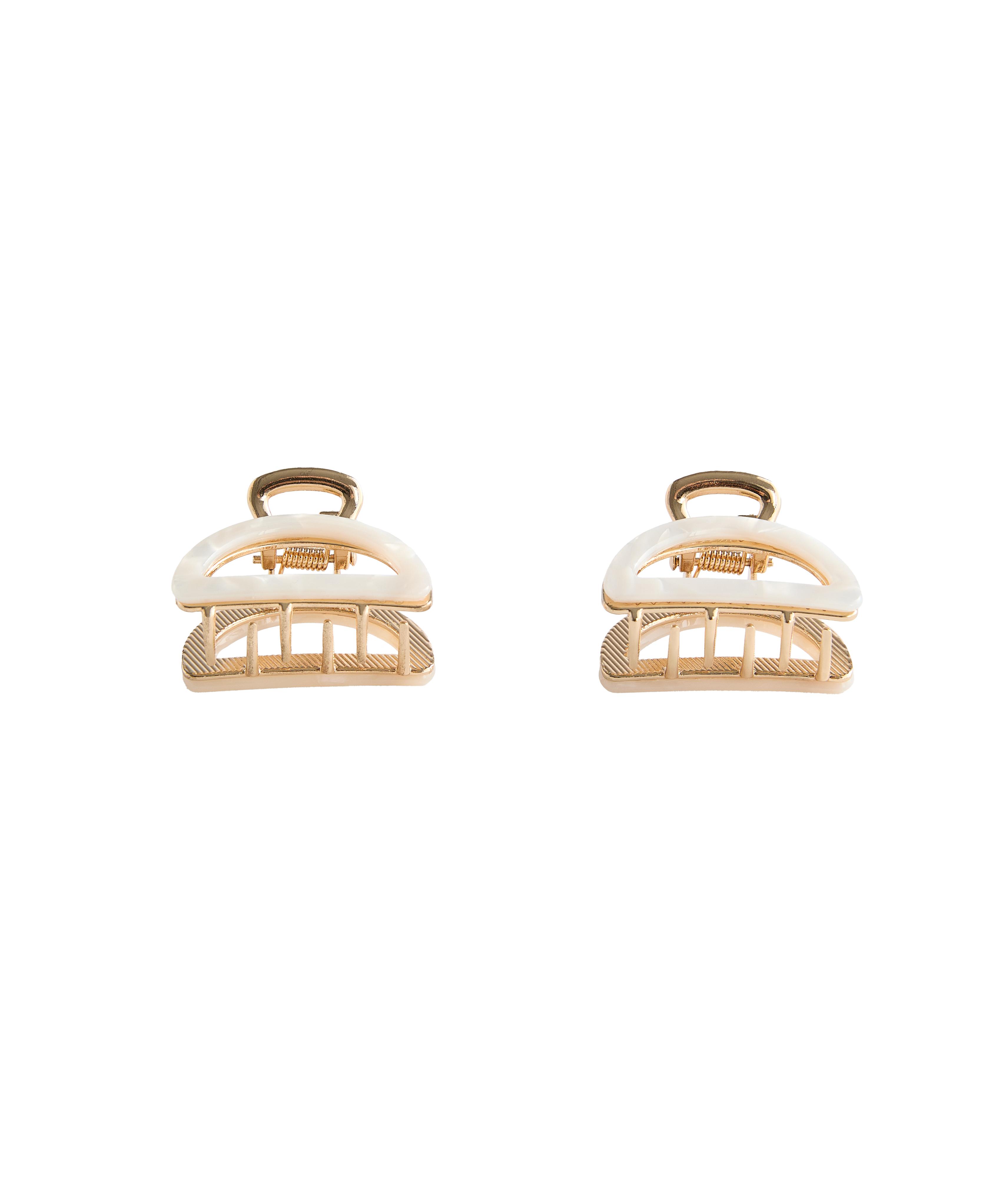 2 metallic mini hair clips