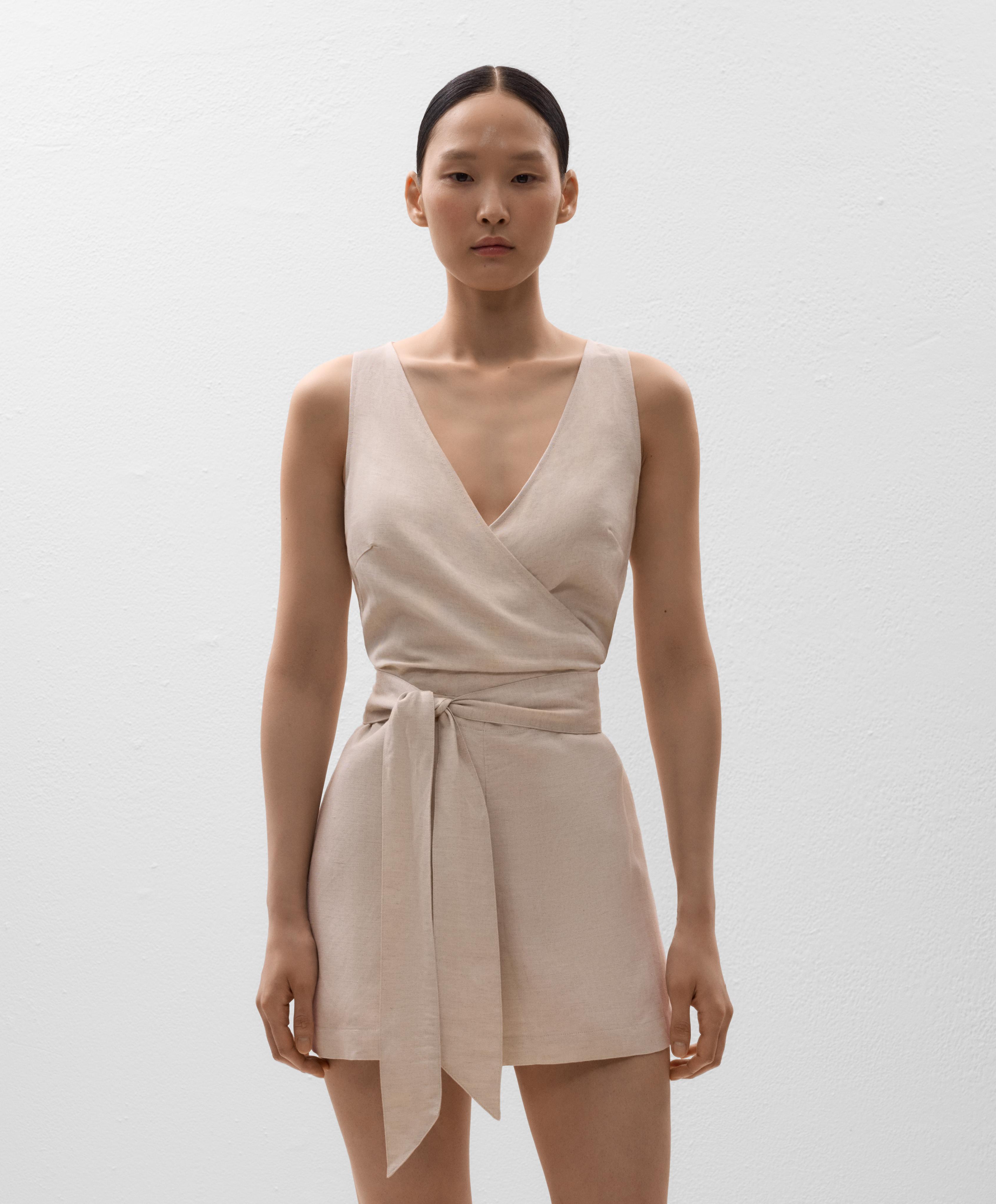 Linen tie playsuit
