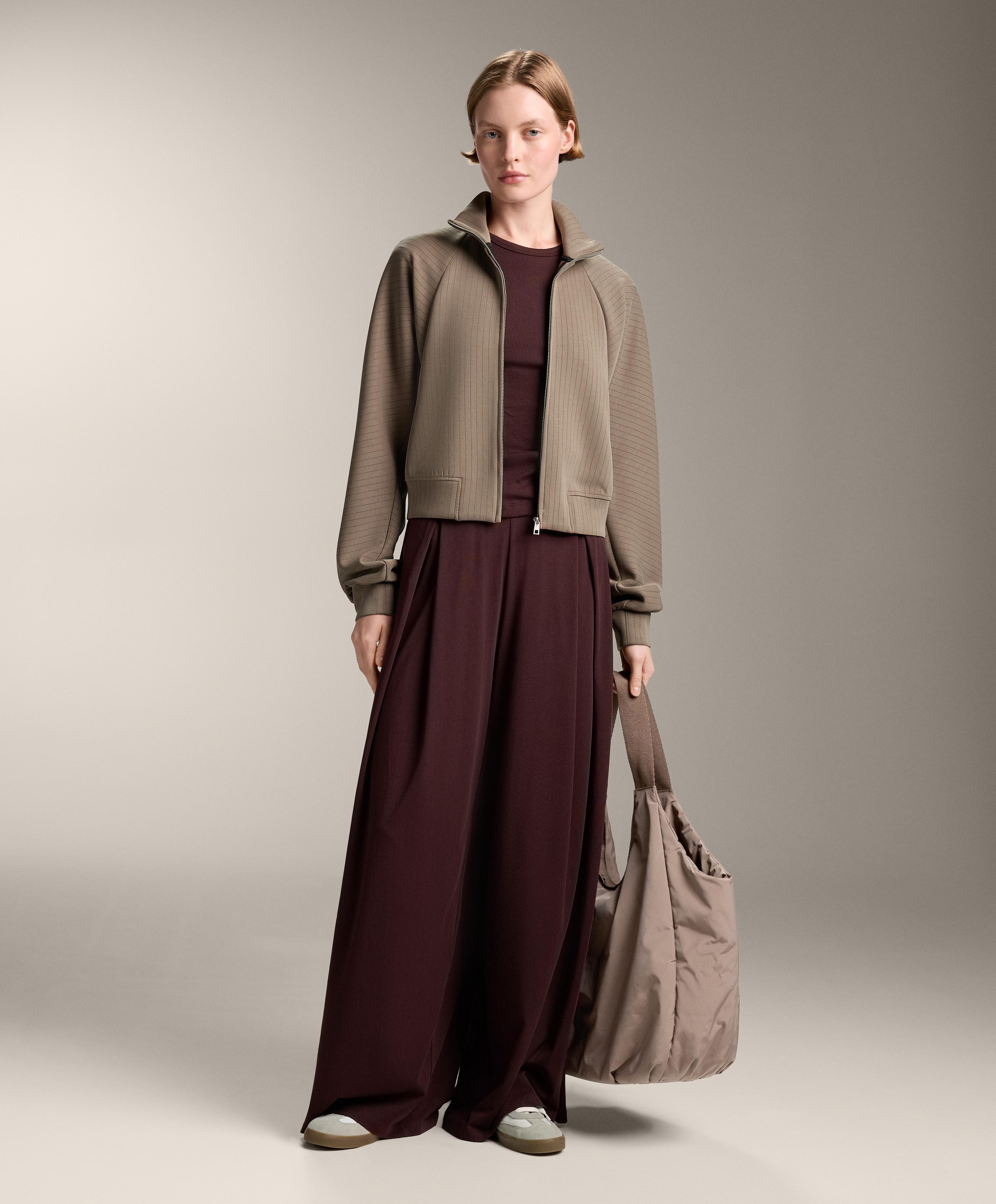 Straight-leg turn-up waist trousers with cotton blend