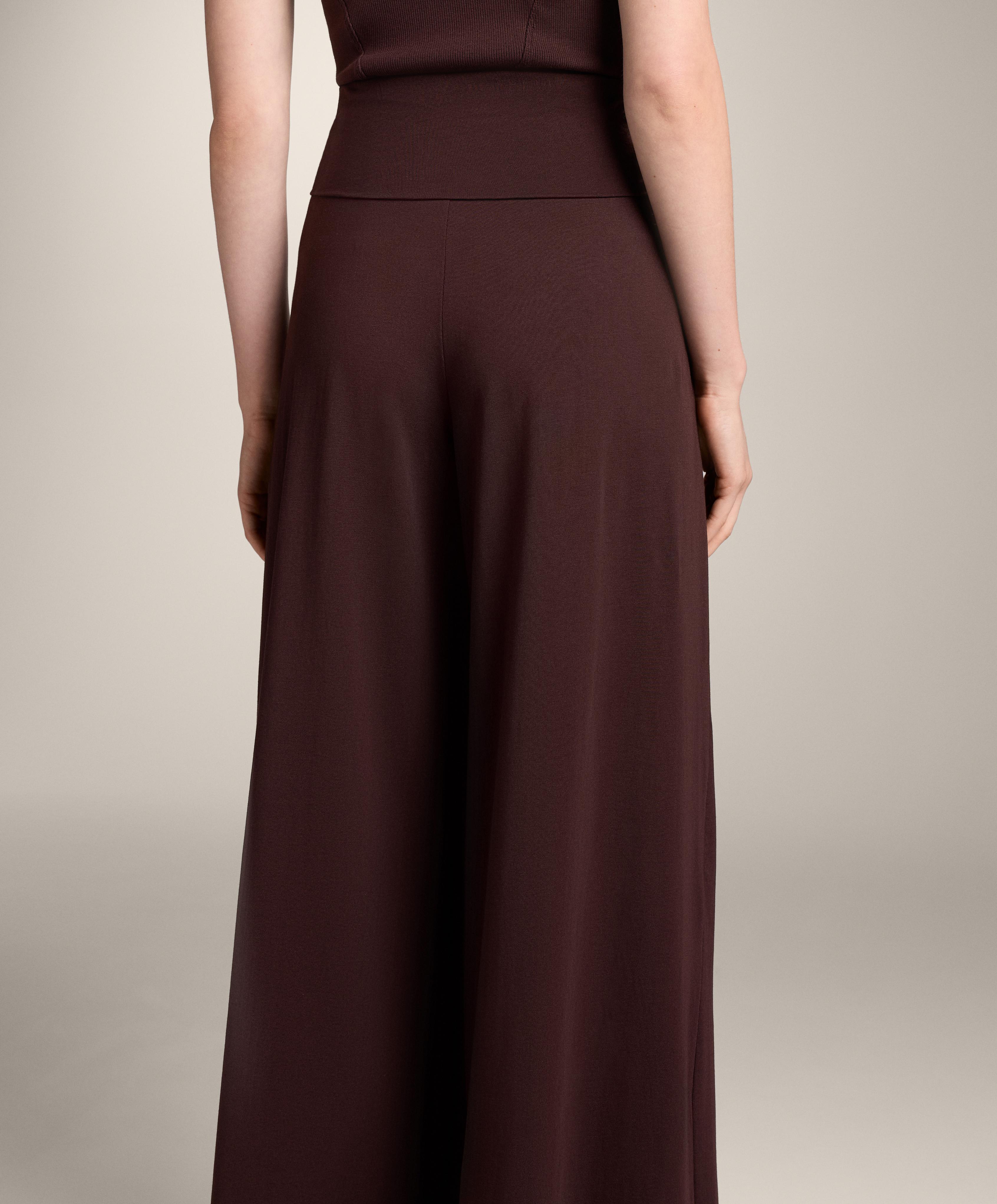 Straight-leg turn-up waist trousers with cotton blend