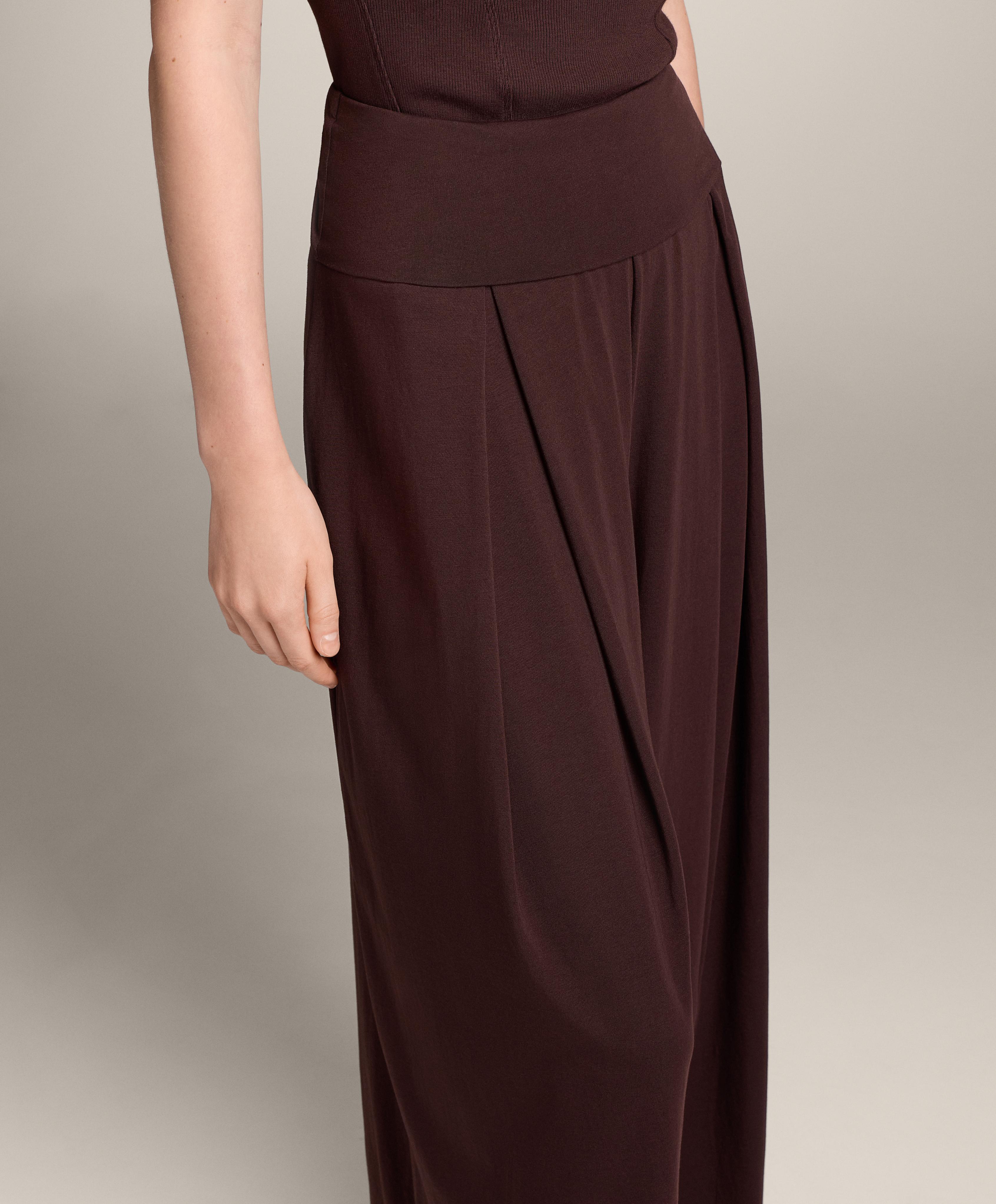Straight-leg turn-up waist trousers with cotton blend