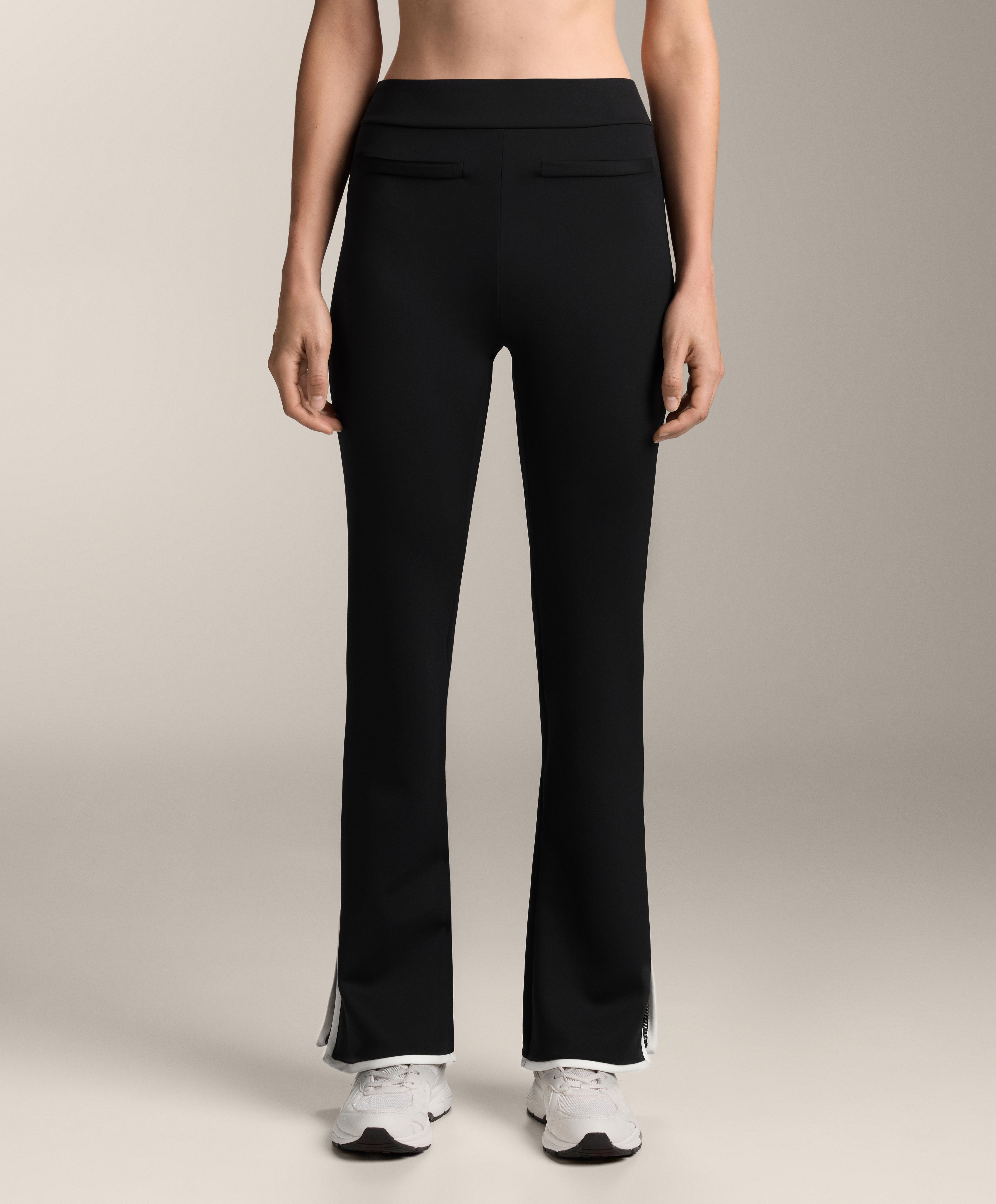 Contrast neoprene effect flare trousers