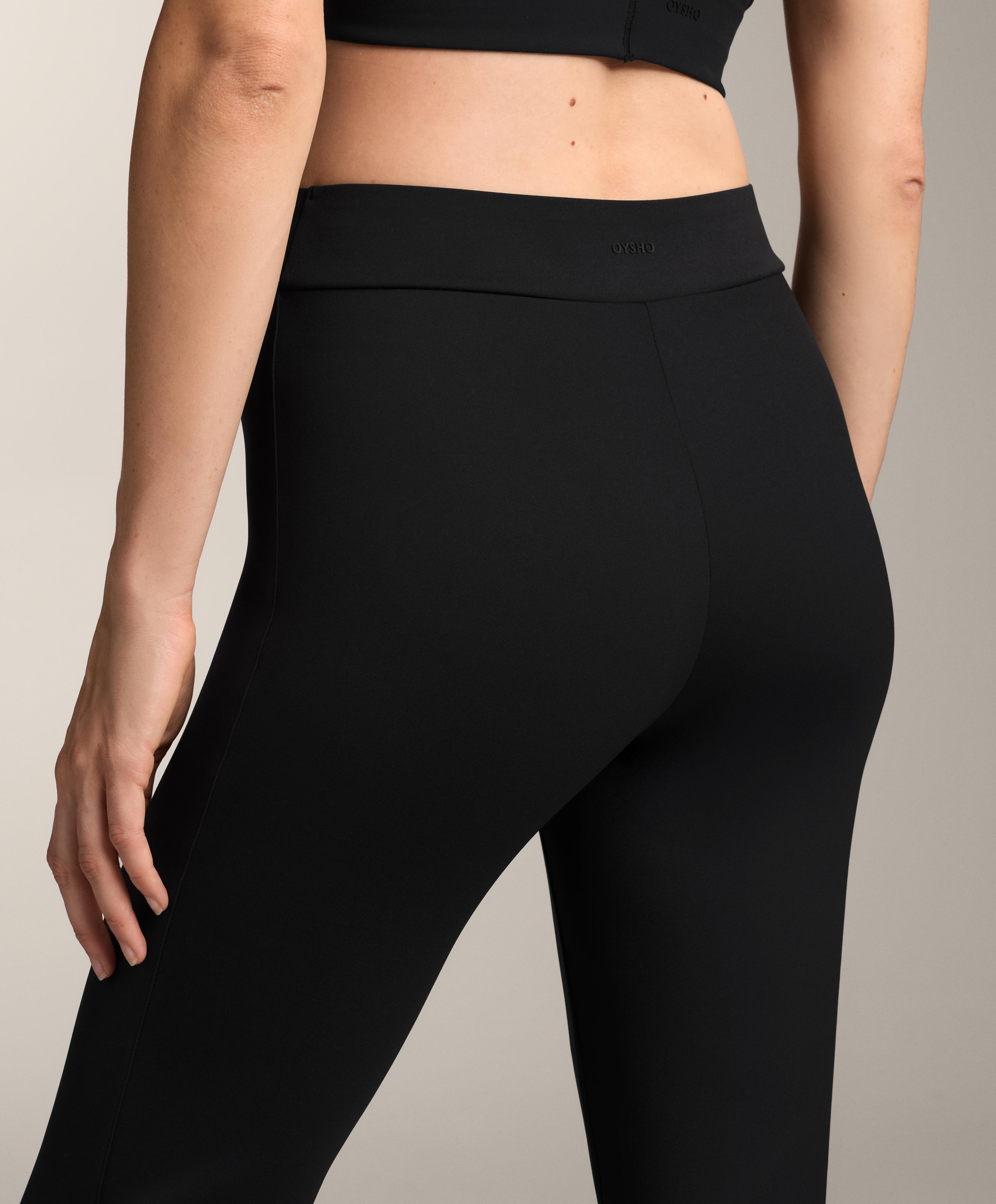 Contrast neoprene effect flare trousers