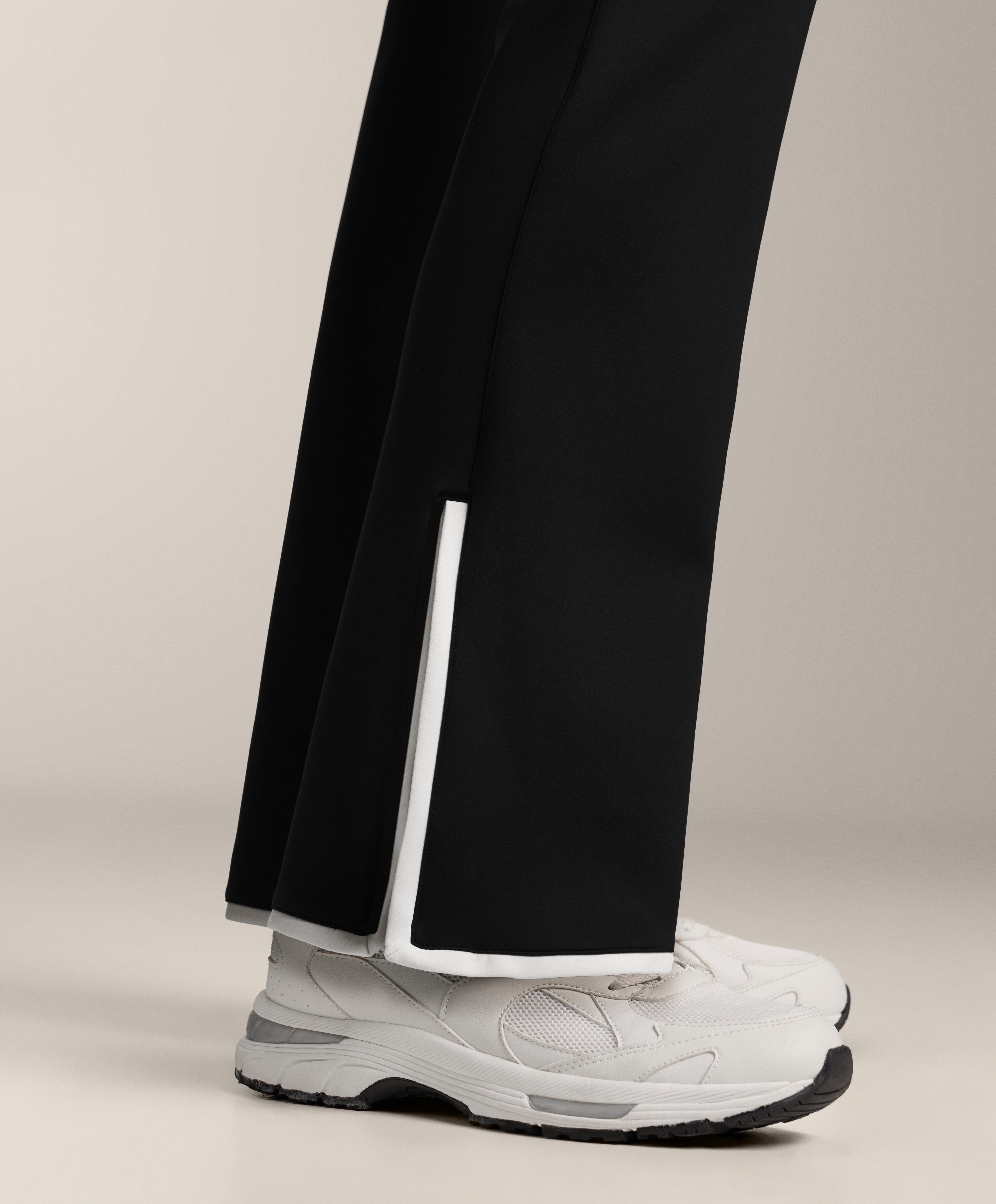 Contrast neoprene effect flare trousers