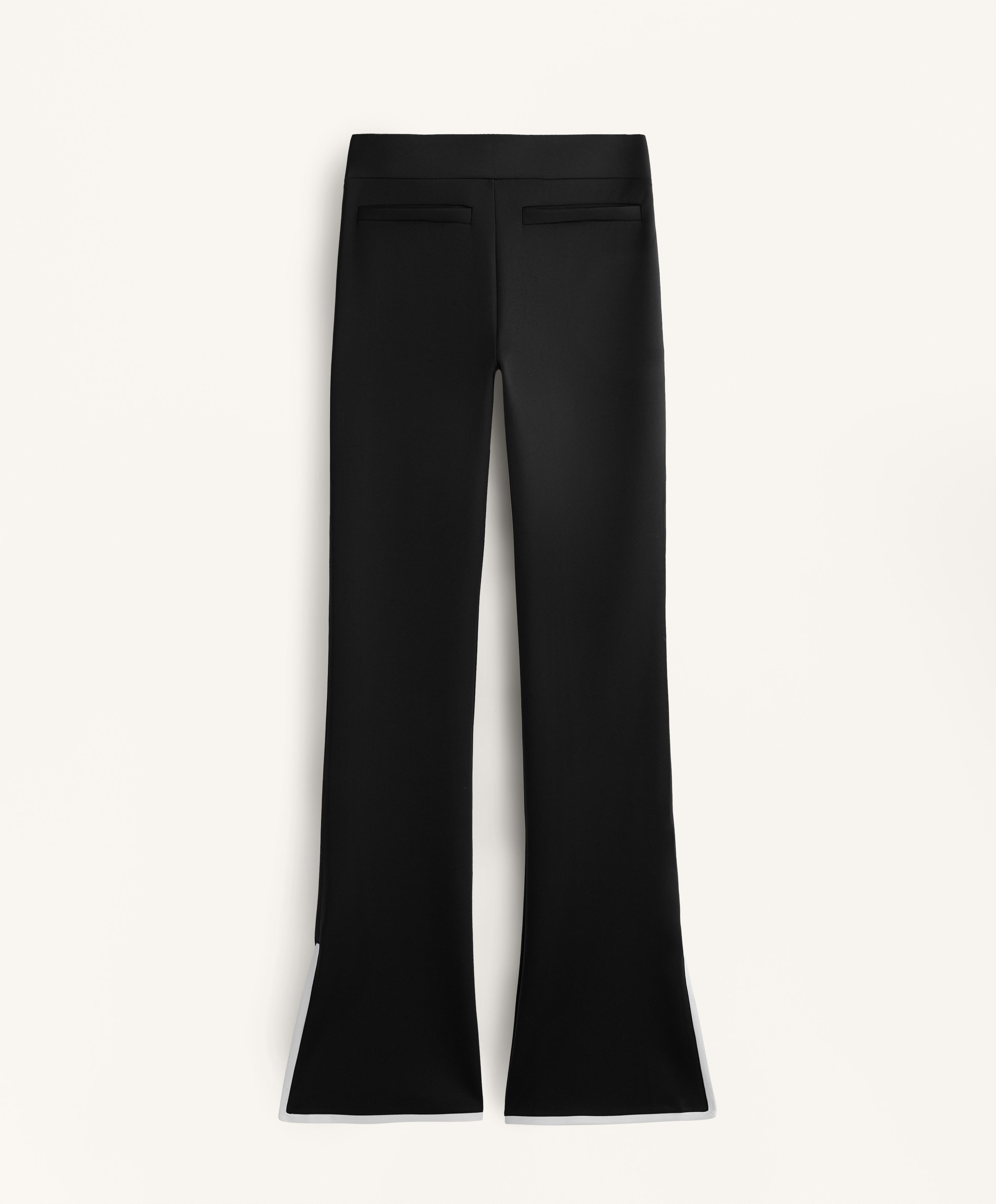 Contrast neoprene effect flare trousers
