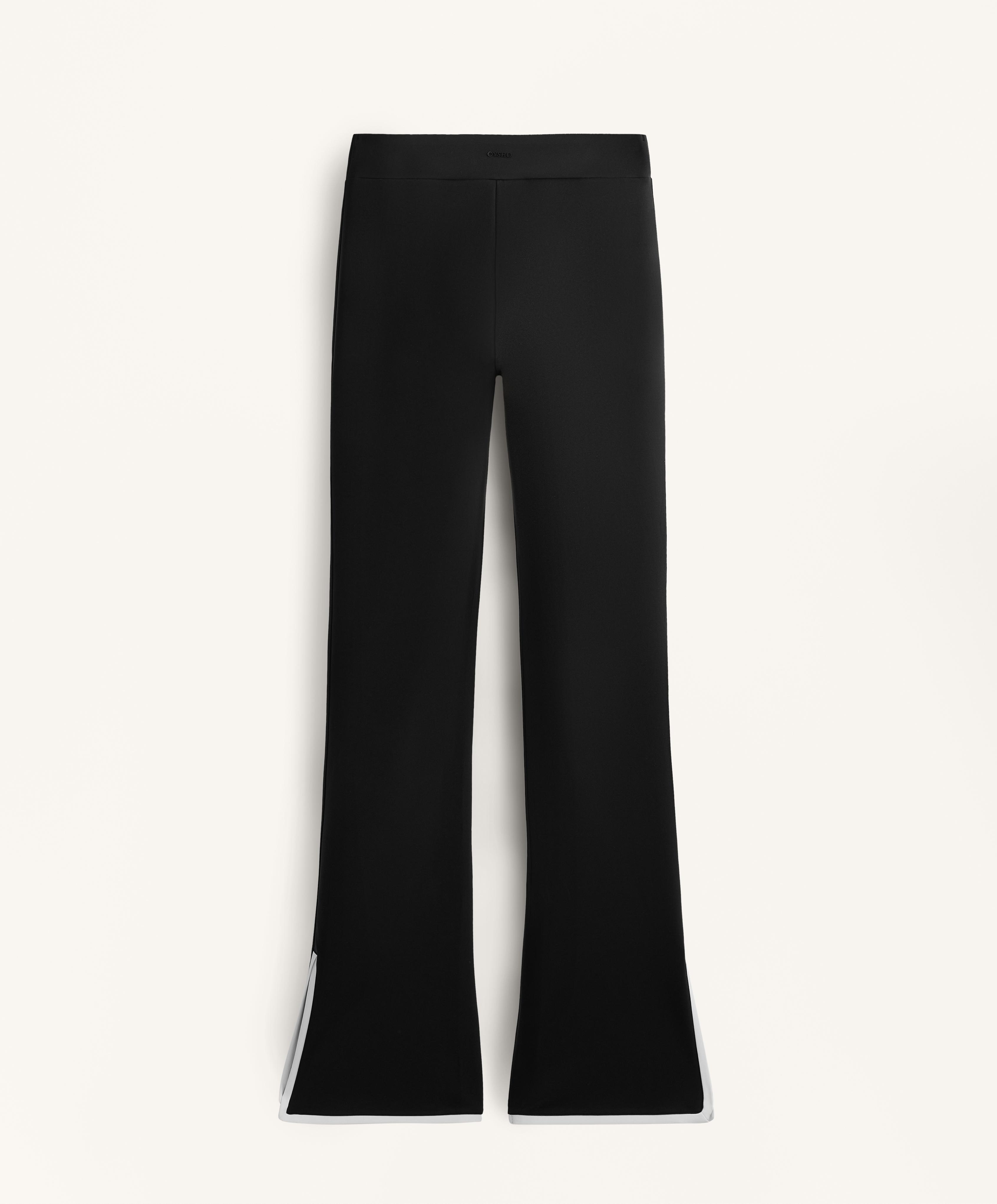 Contrast neoprene effect flare trousers