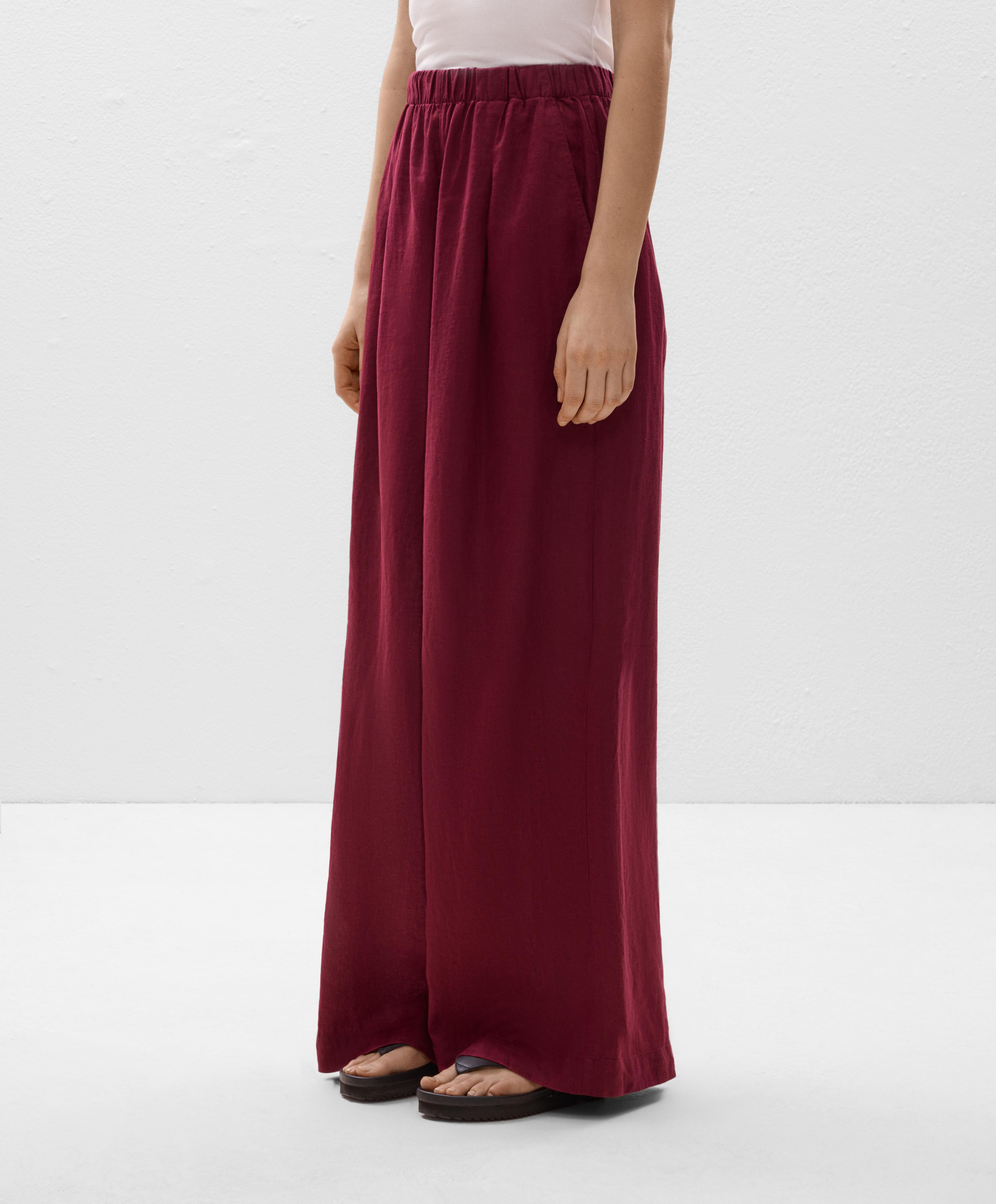 100% linen wide-leg trousers