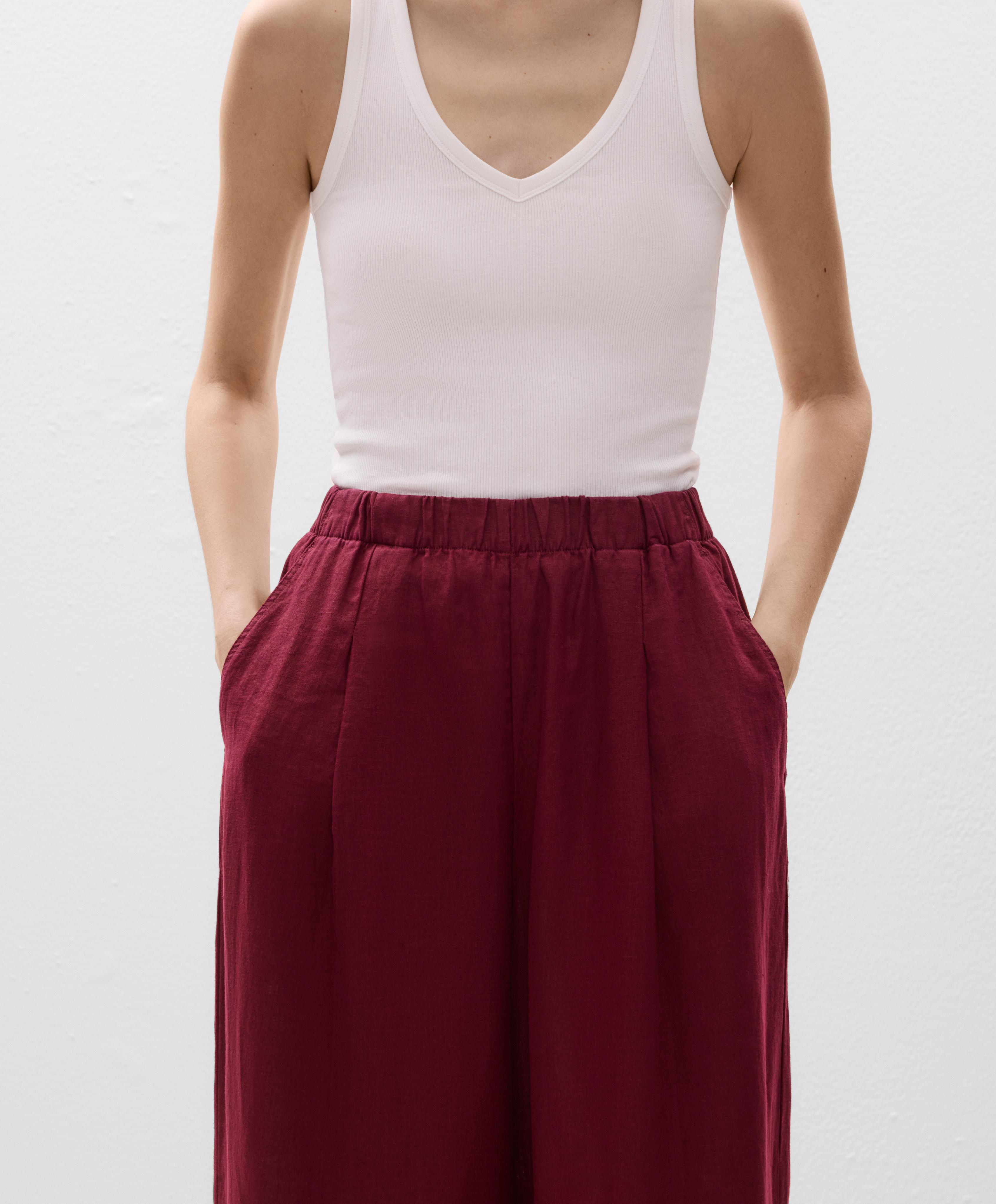 100% linen wide-leg trousers