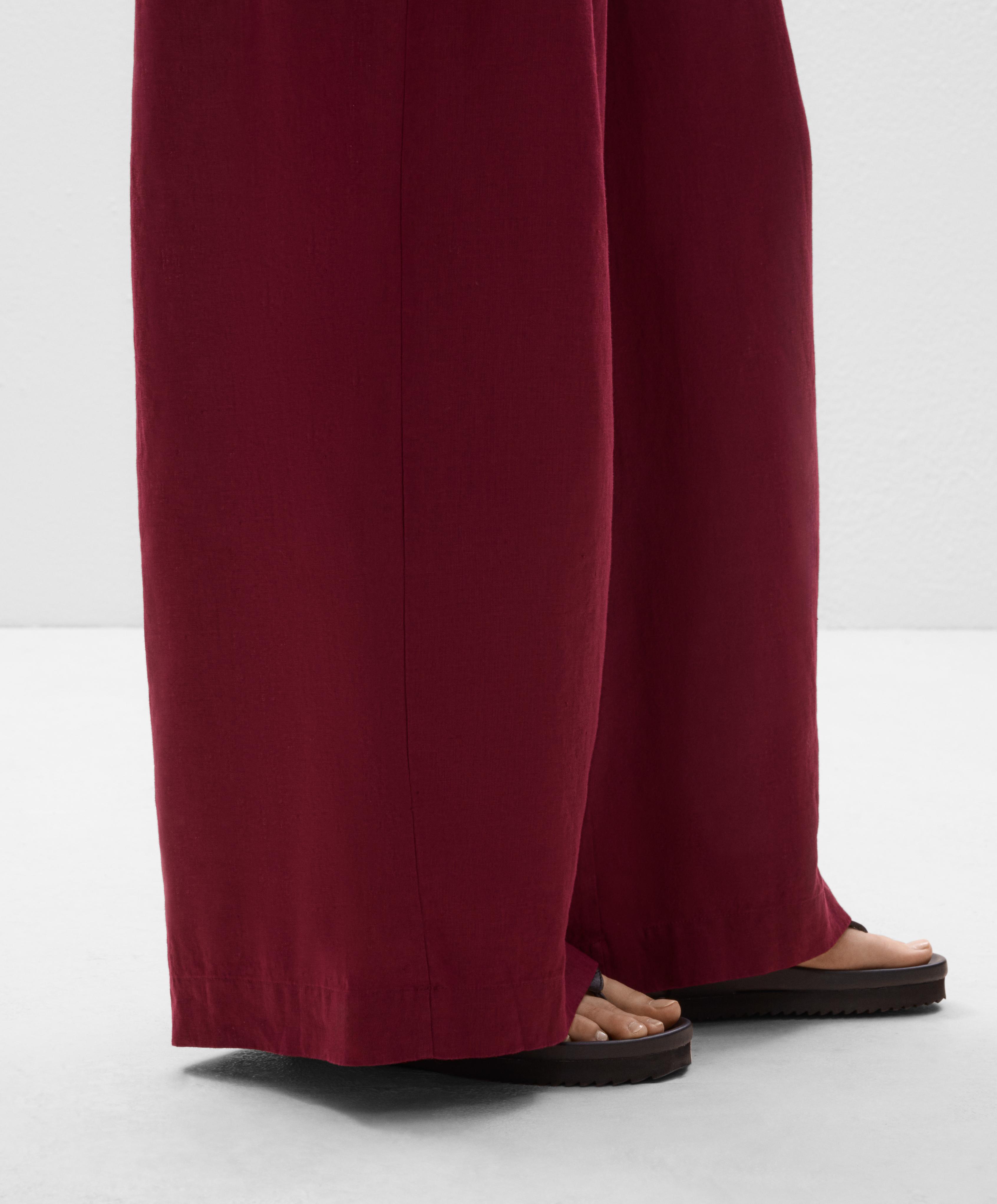 100% linen wide-leg trousers