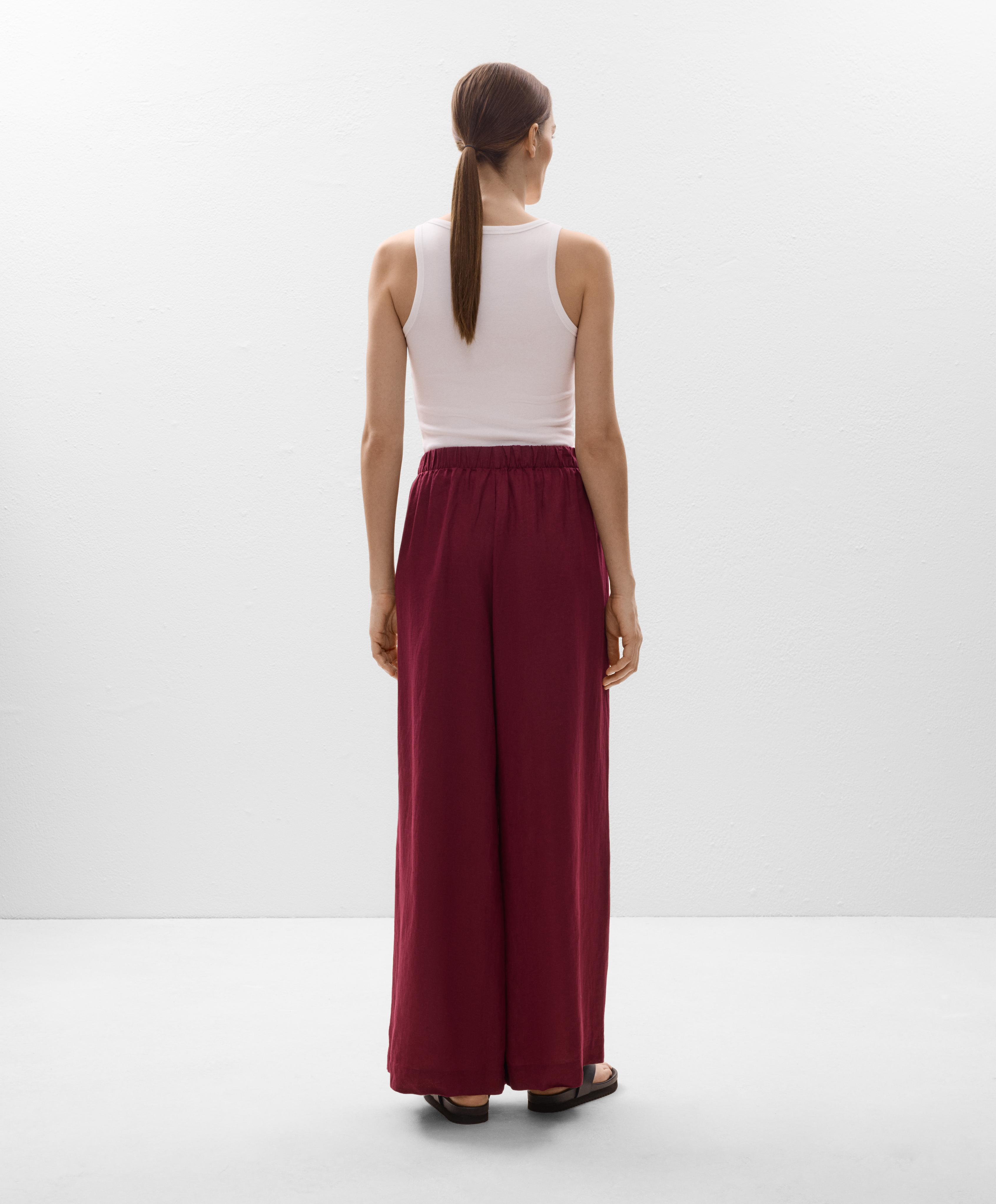 100% linen wide-leg trousers