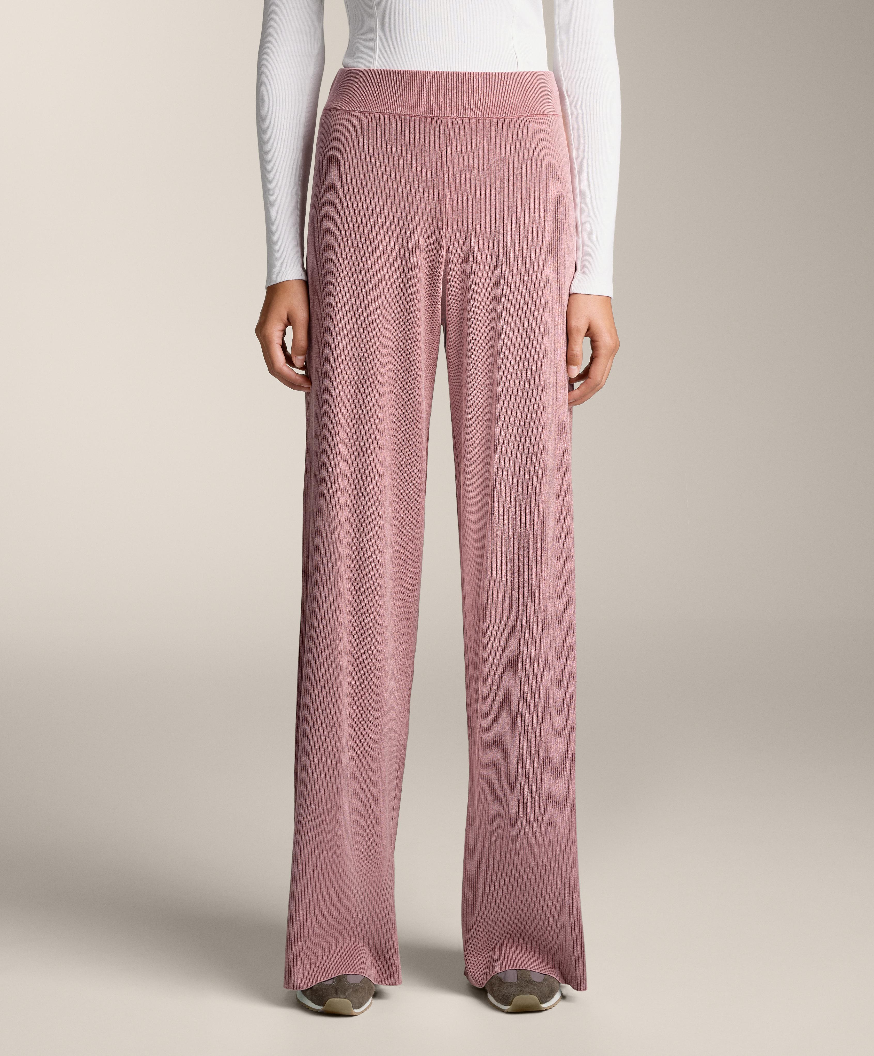 Washed knit straight leg trousers