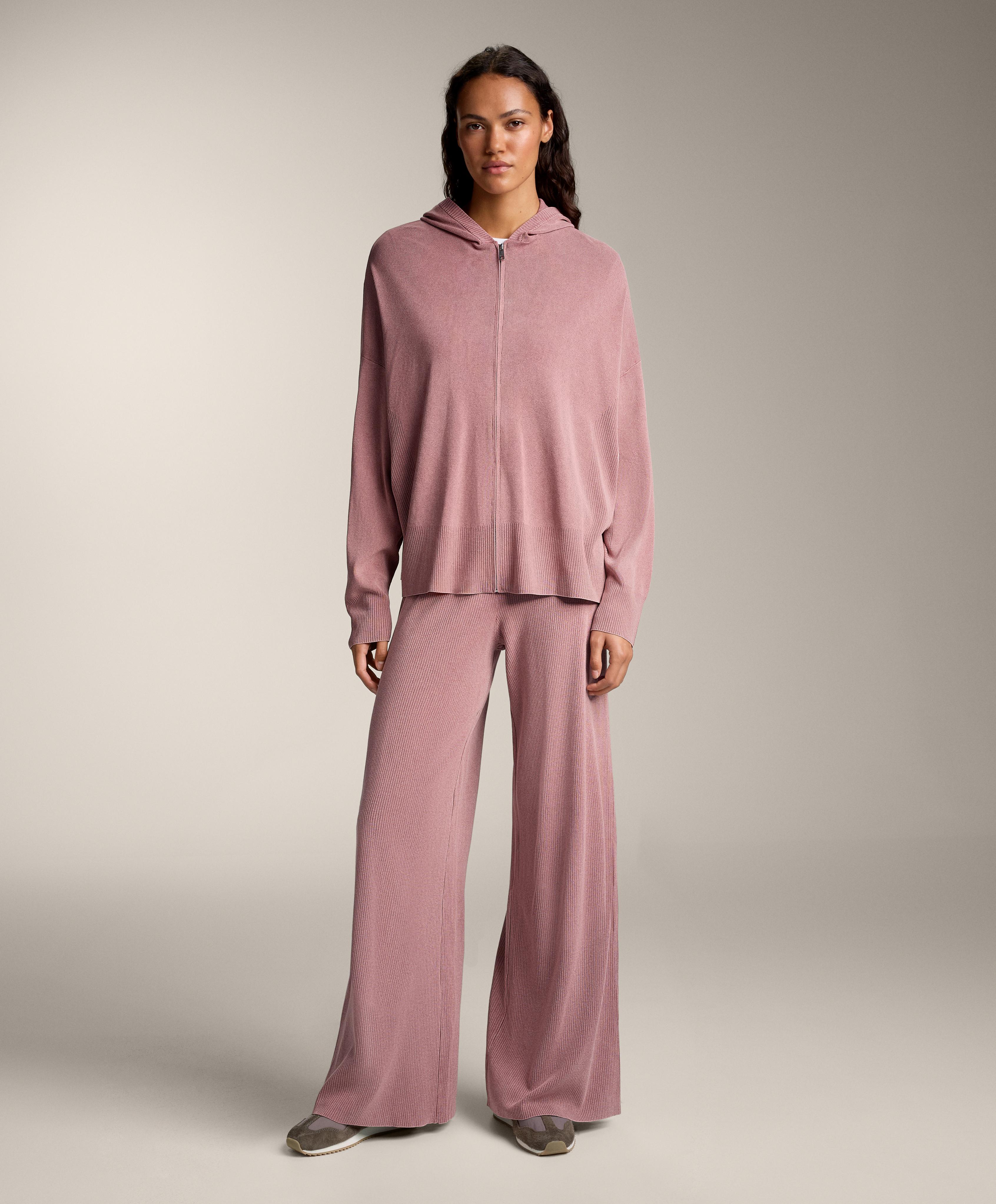Washed knit straight leg trousers