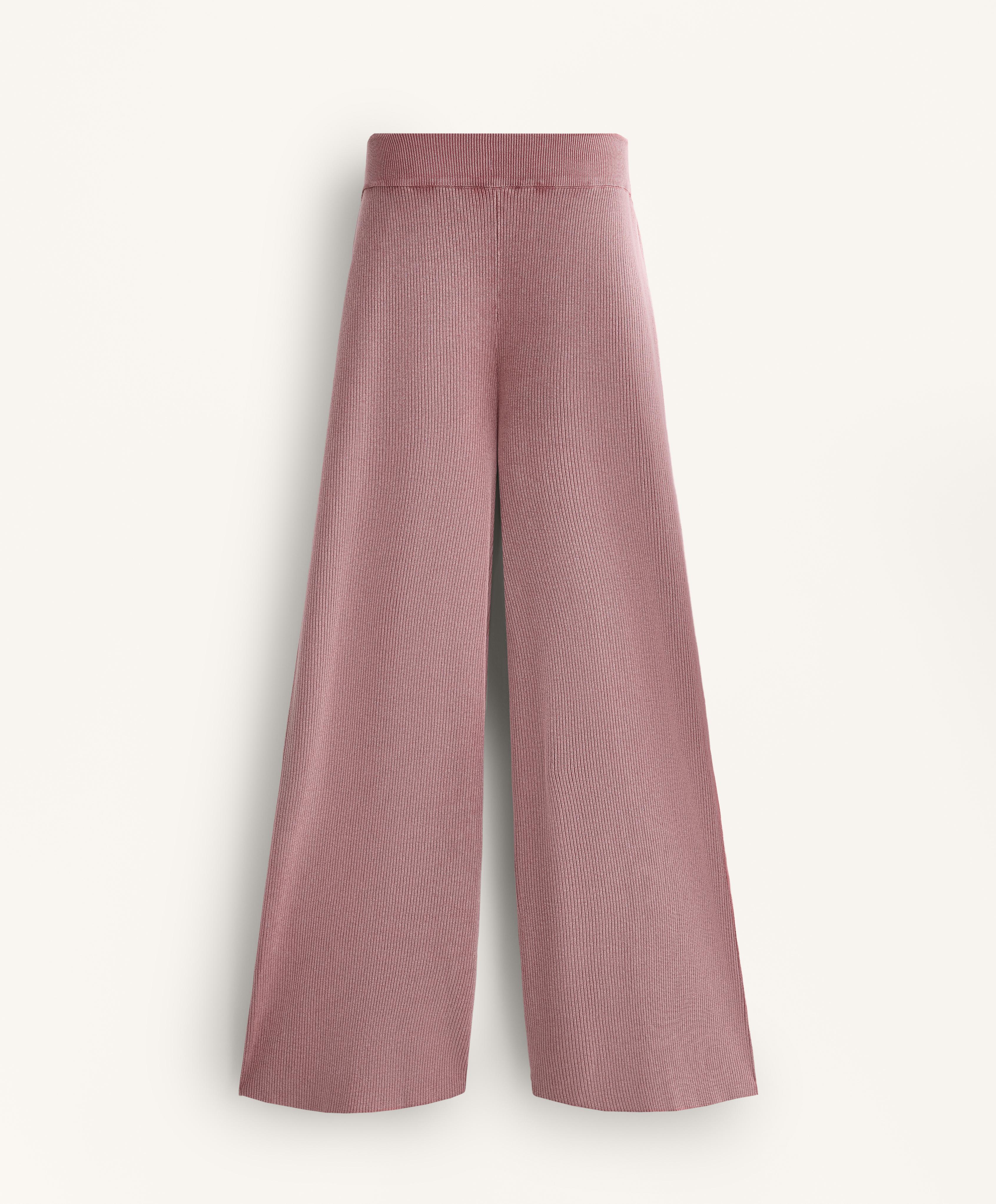 Washed knit straight leg trousers