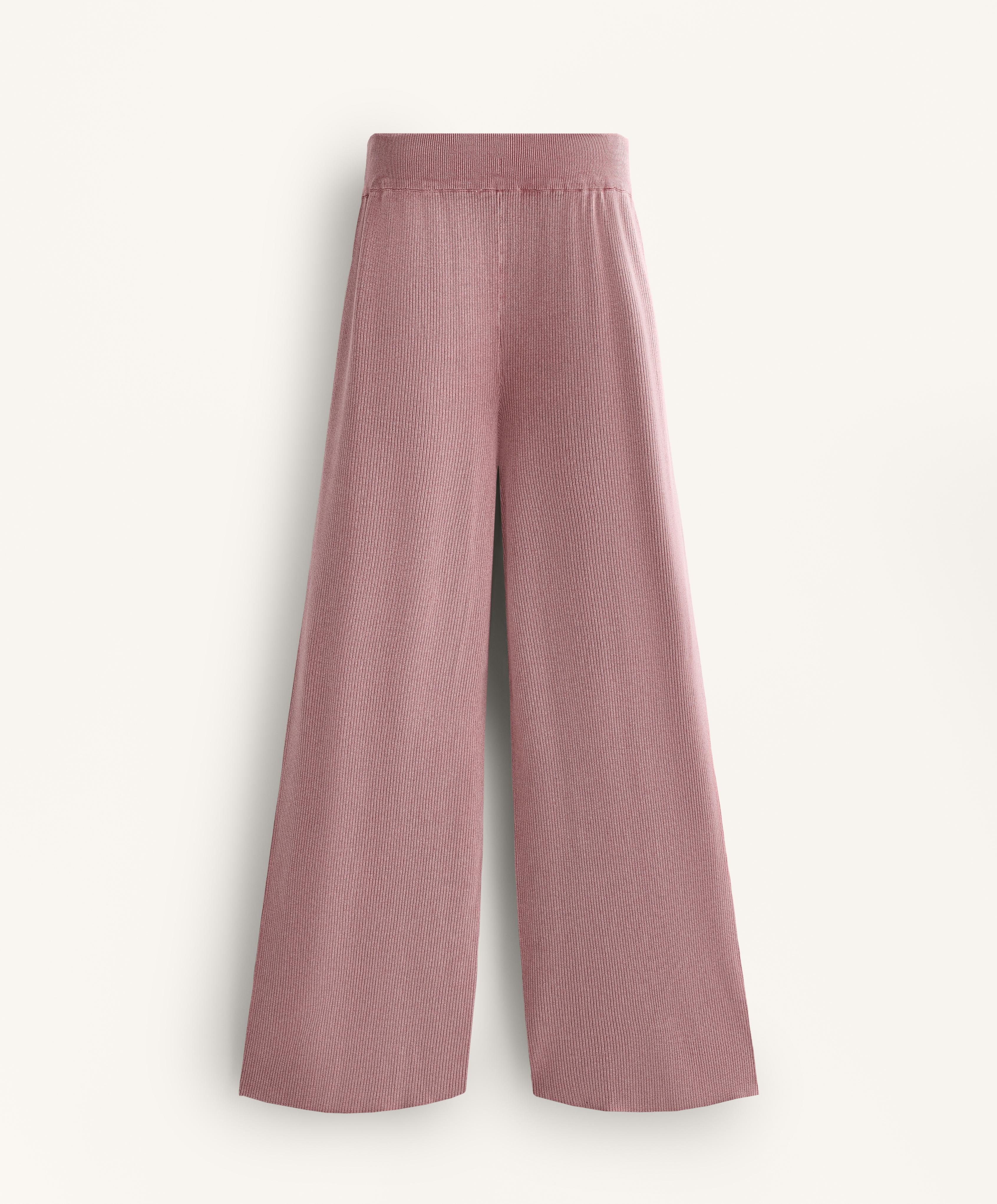 Washed knit straight leg trousers