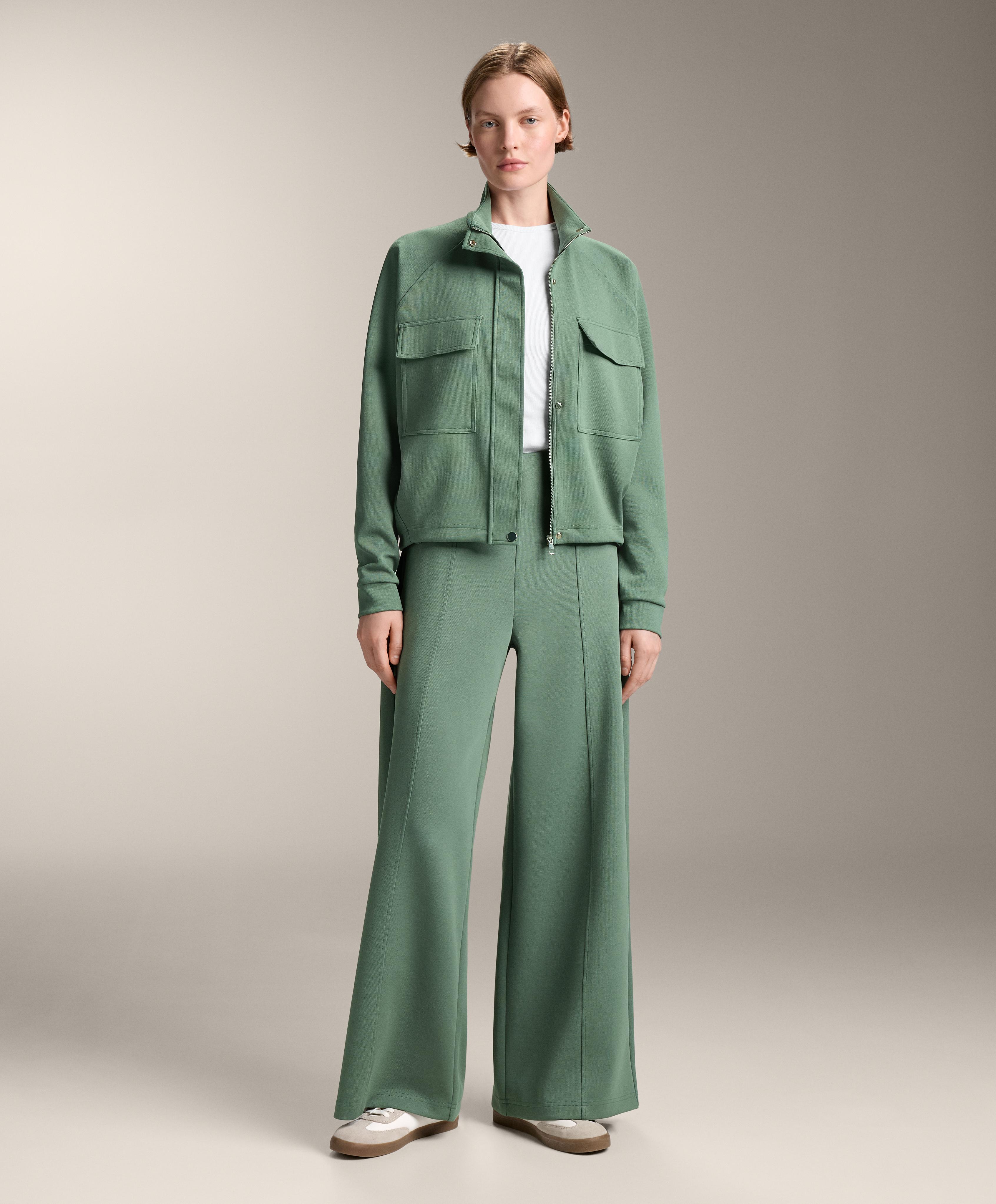 Super high rise piqué long trousers with cotton