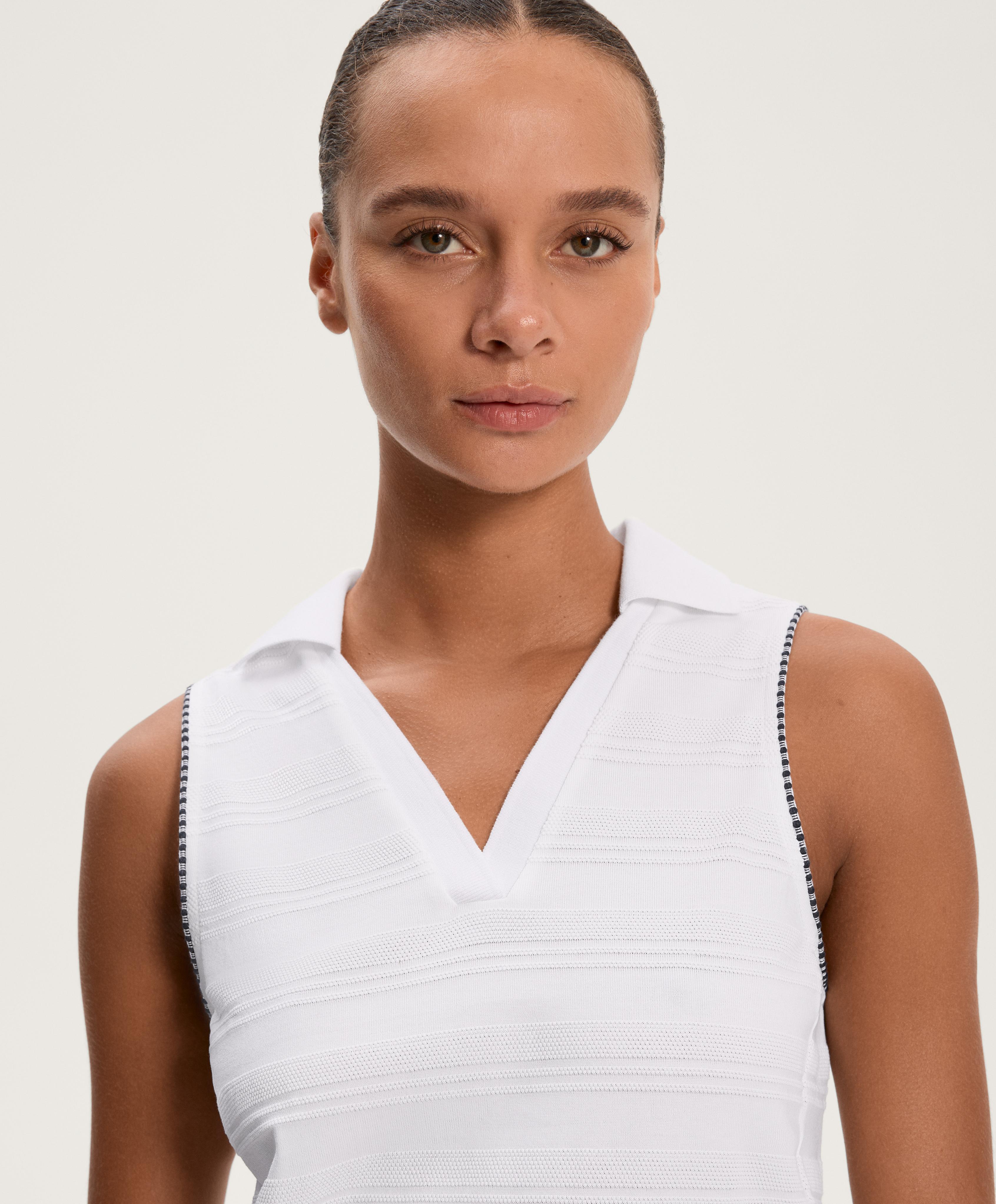 100% cotton sleeveless jacquard polo shirt