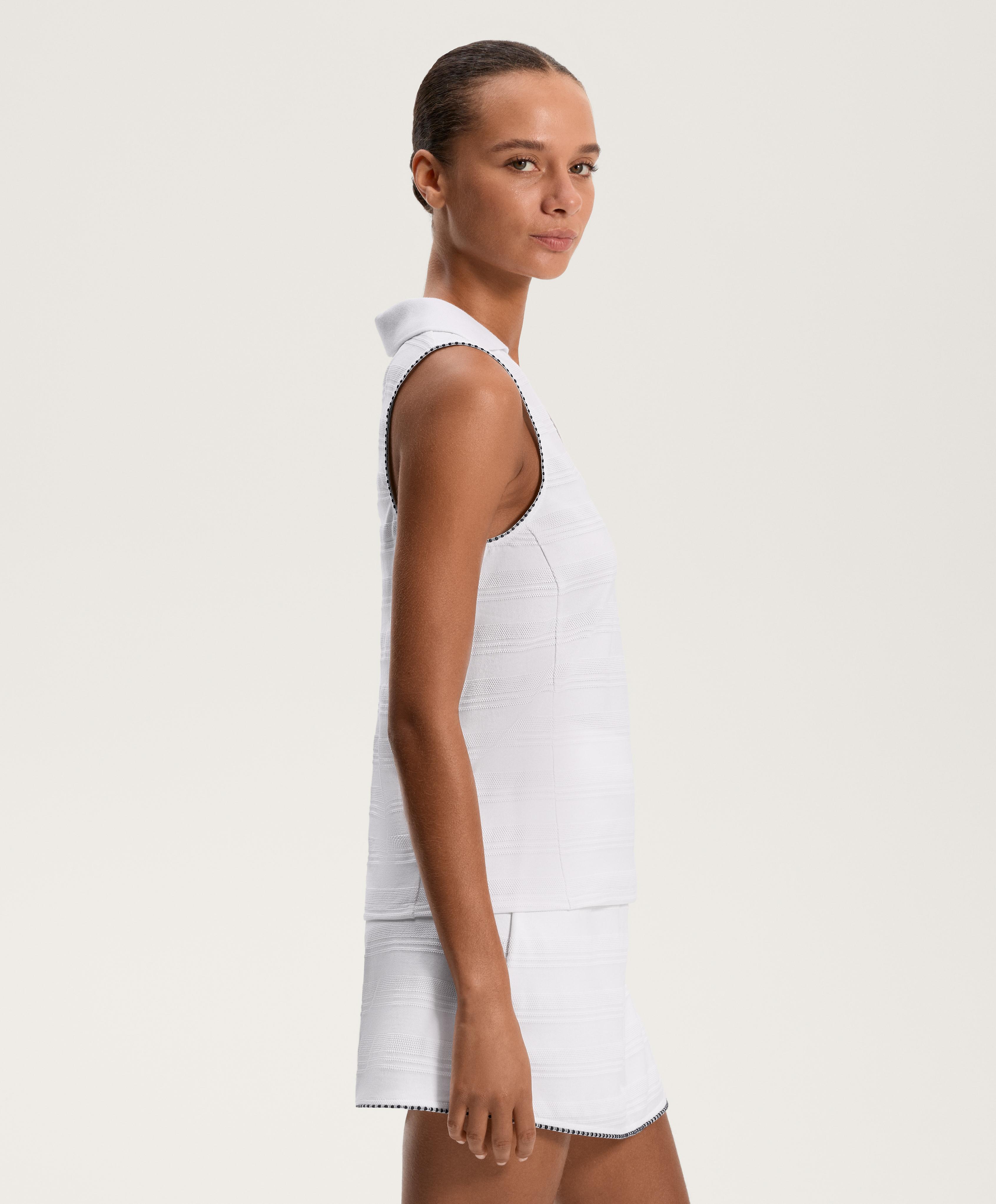 100% cotton sleeveless jacquard polo shirt
