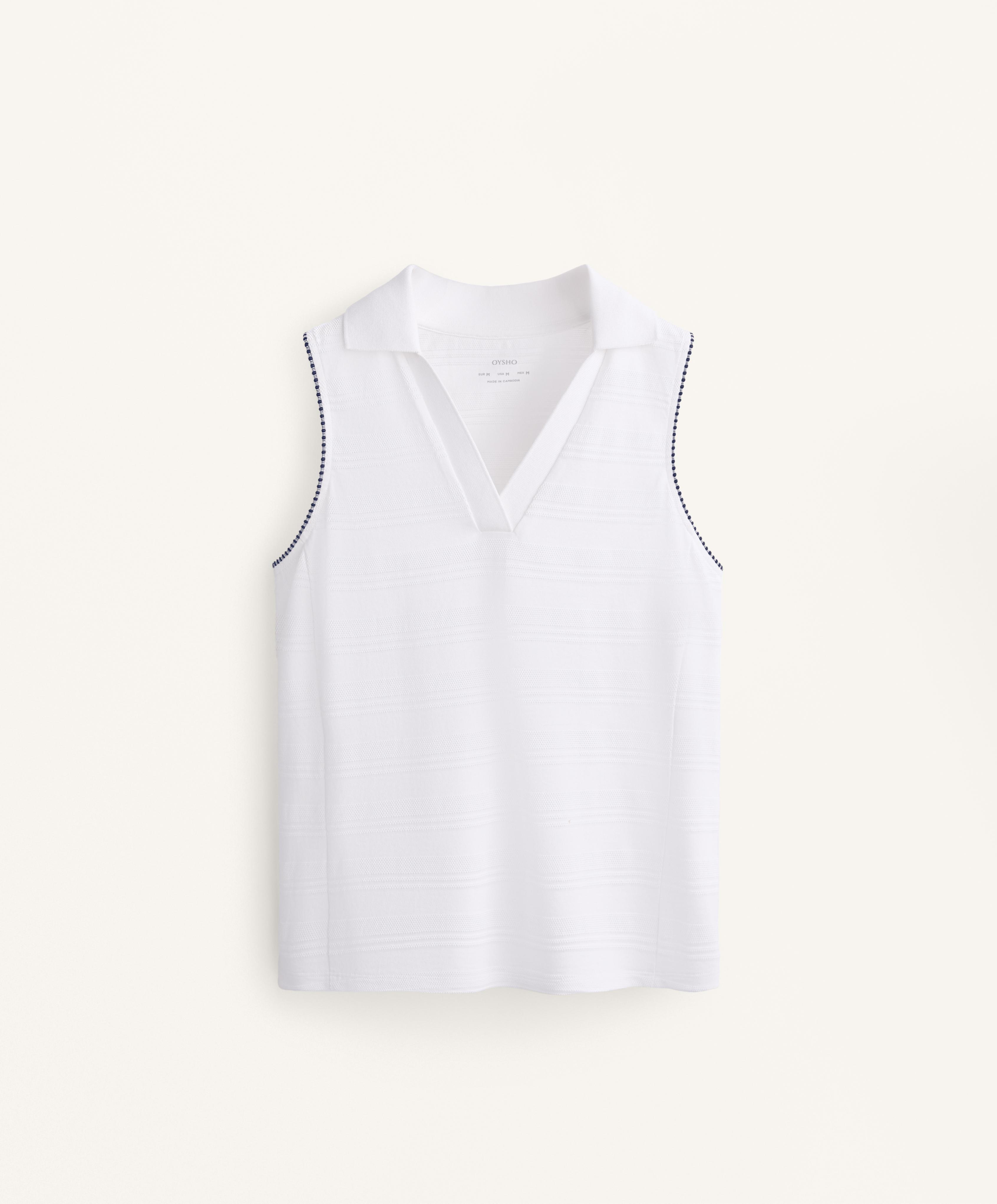 100% cotton sleeveless jacquard polo shirt