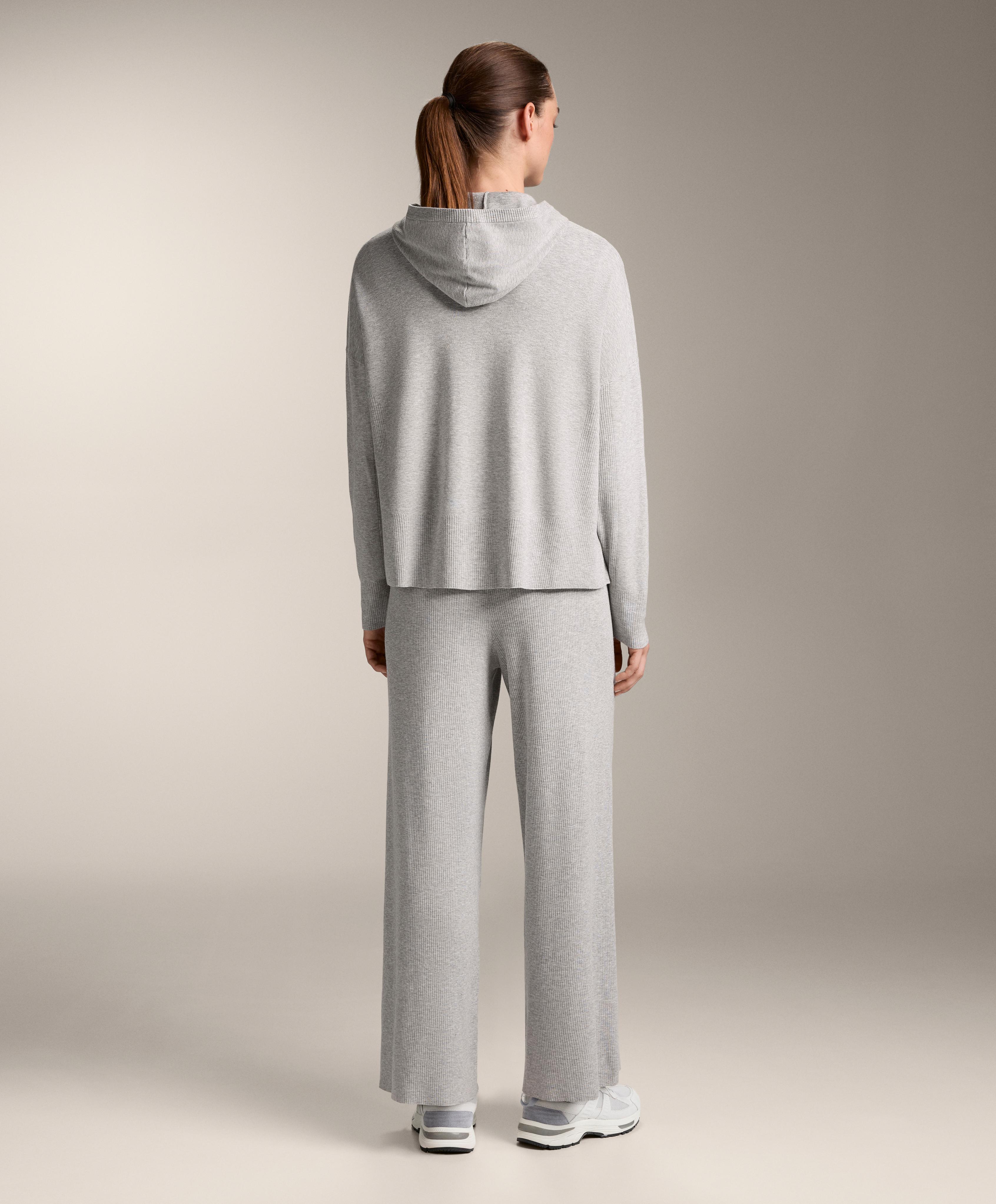 Wide-leg rib knit trousers