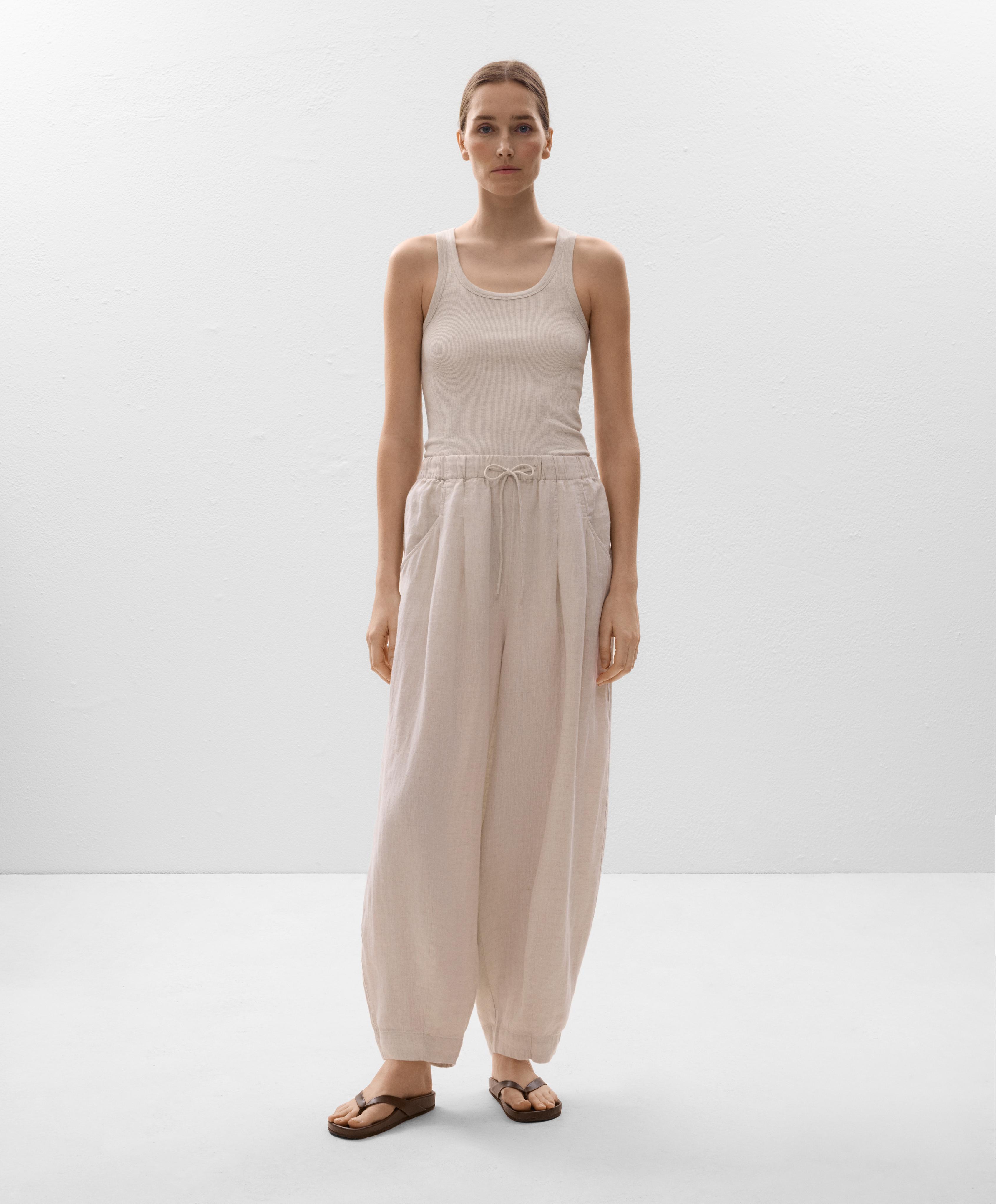 100% Linen balloon leg trousers