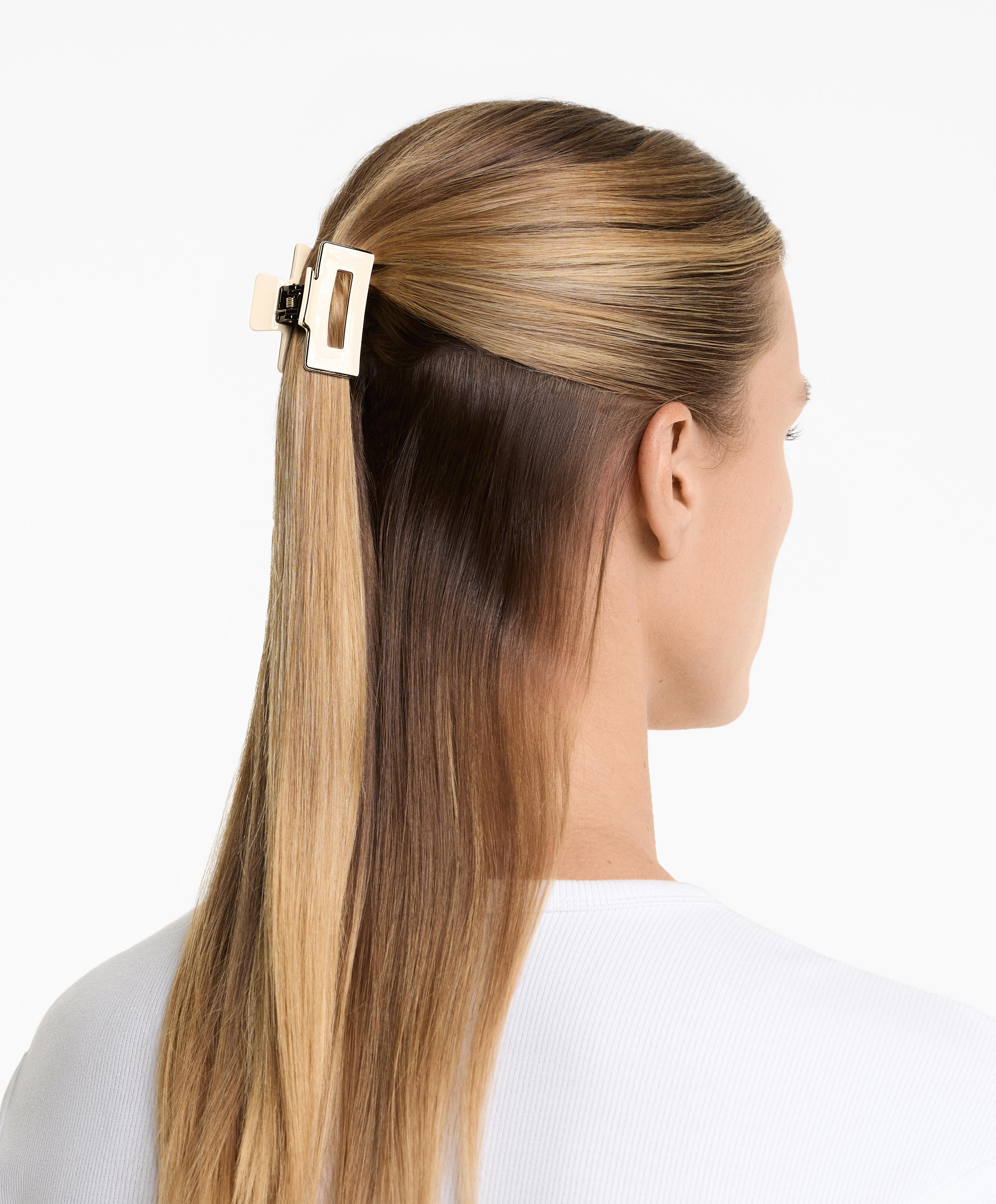 2 square hair clips with piping