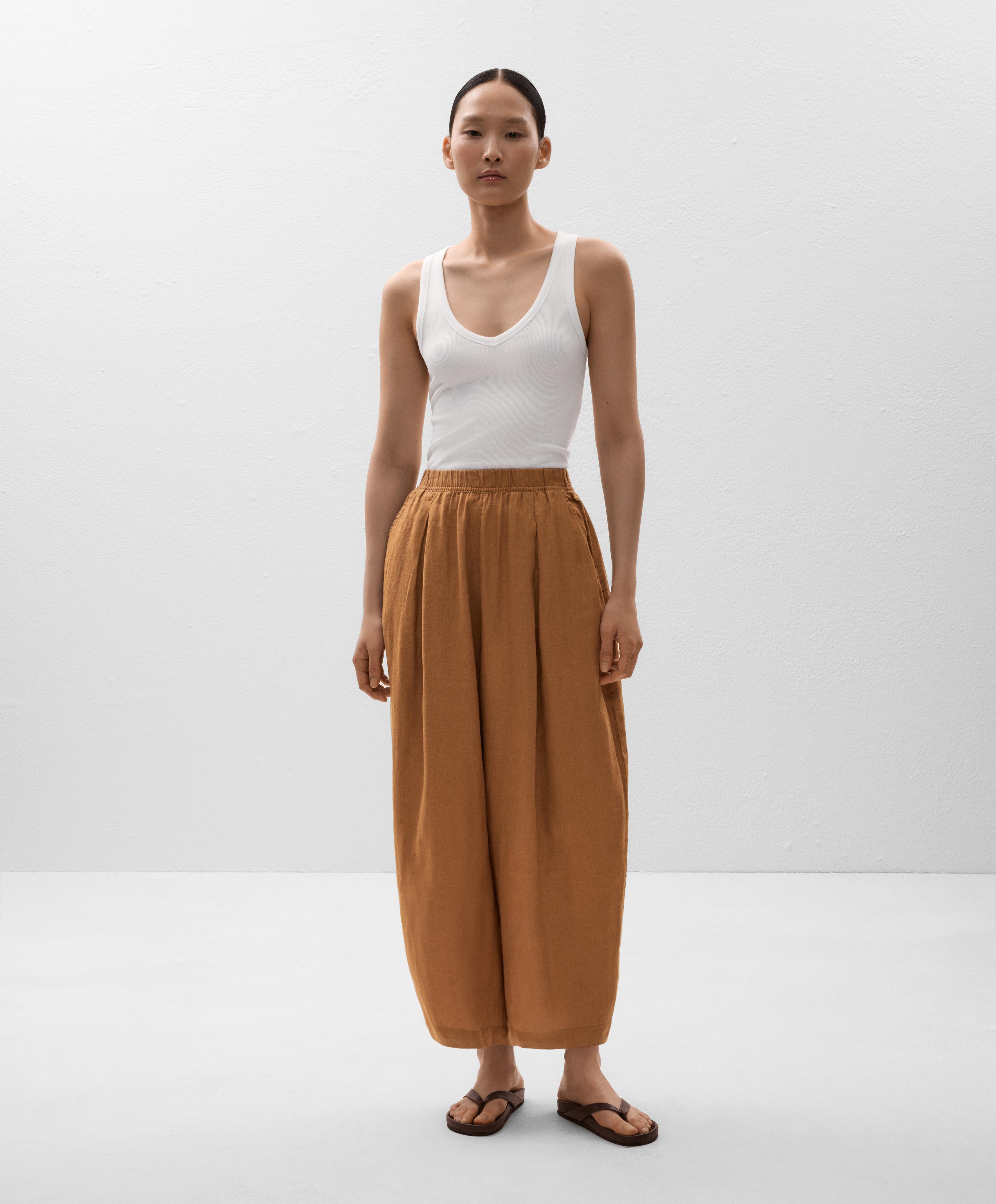 100% Linen Crop Balloon Trousers