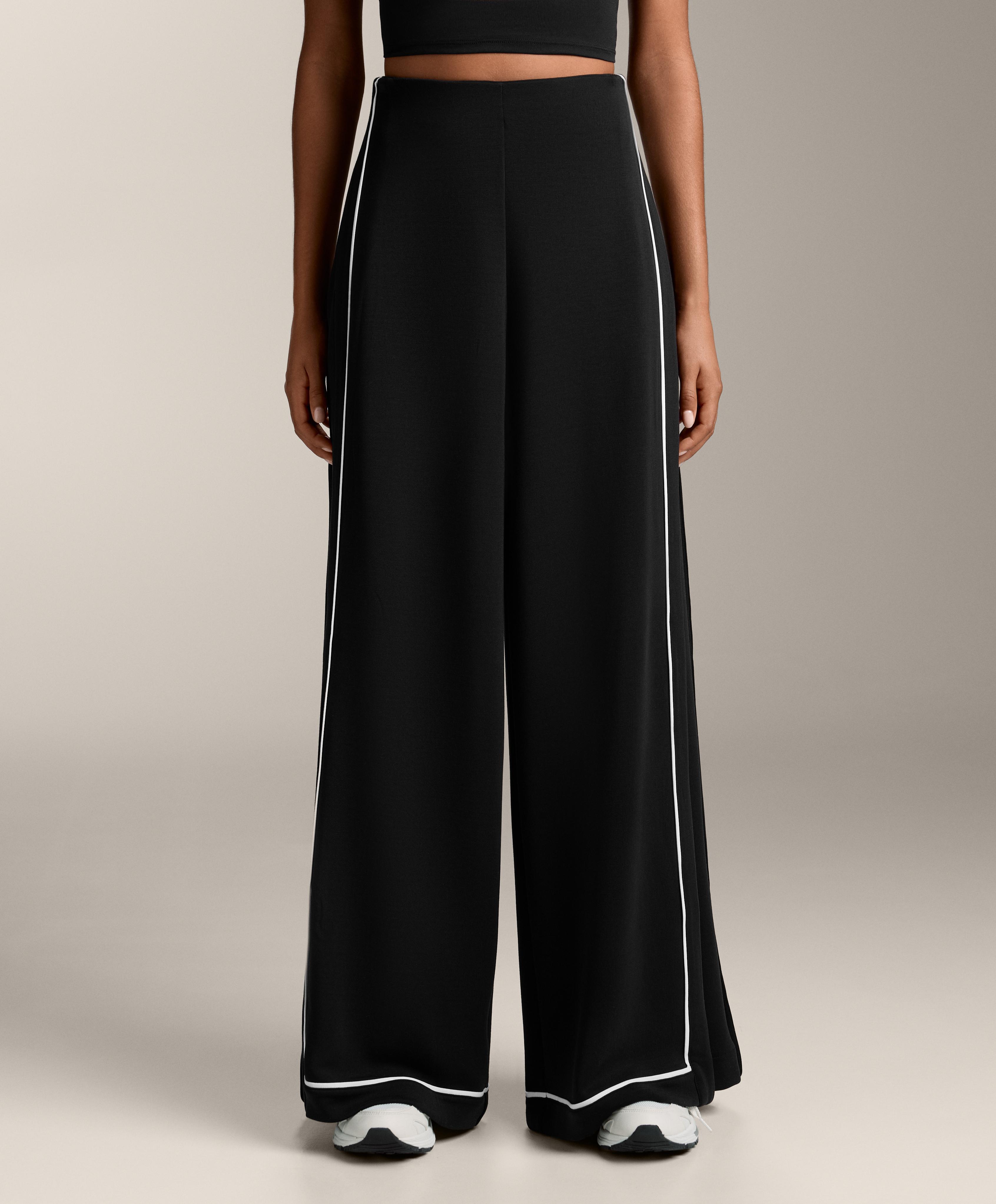 Soft-touch modal trousers with contrast pleats