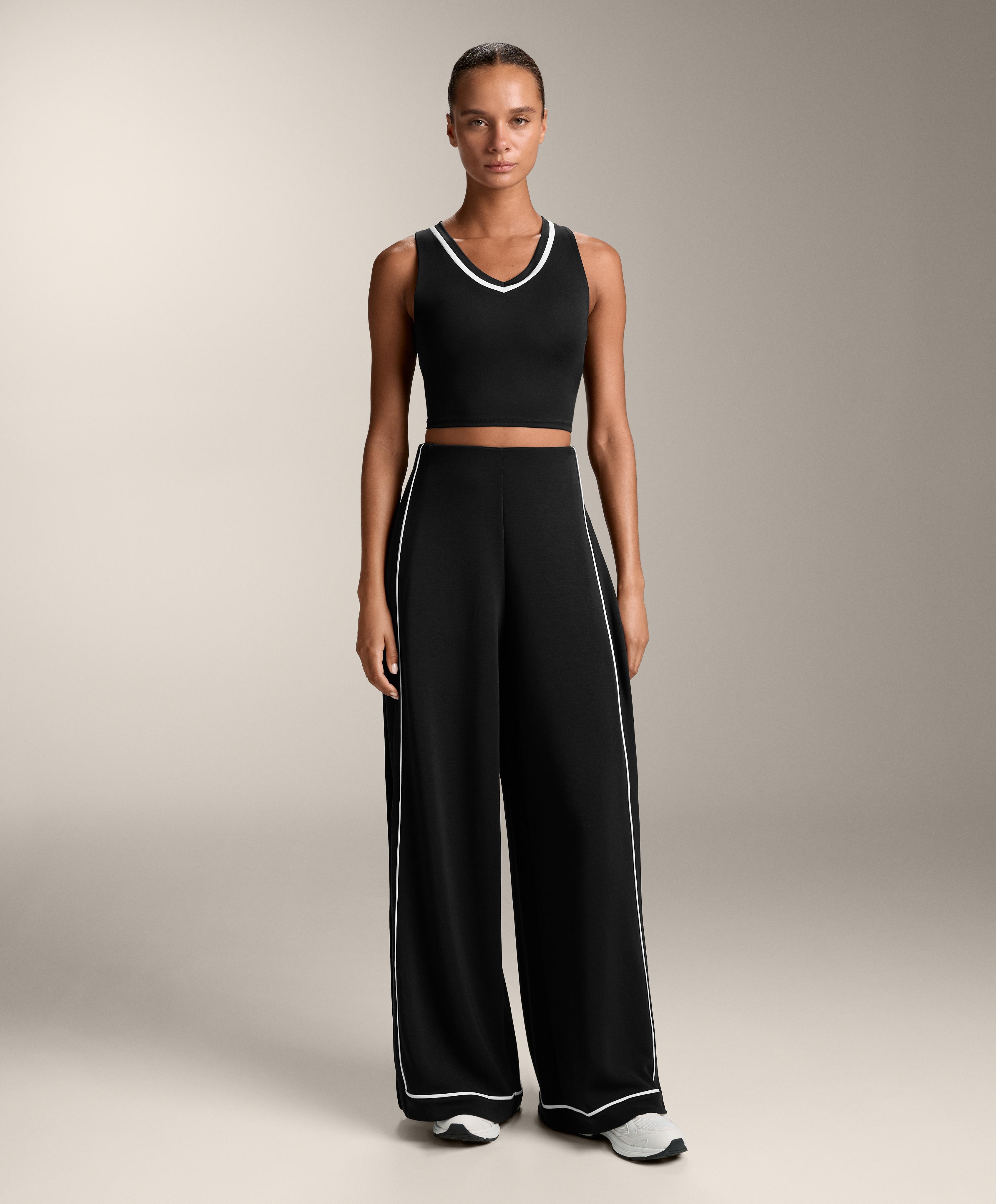 Soft-touch modal trousers with contrast pleats