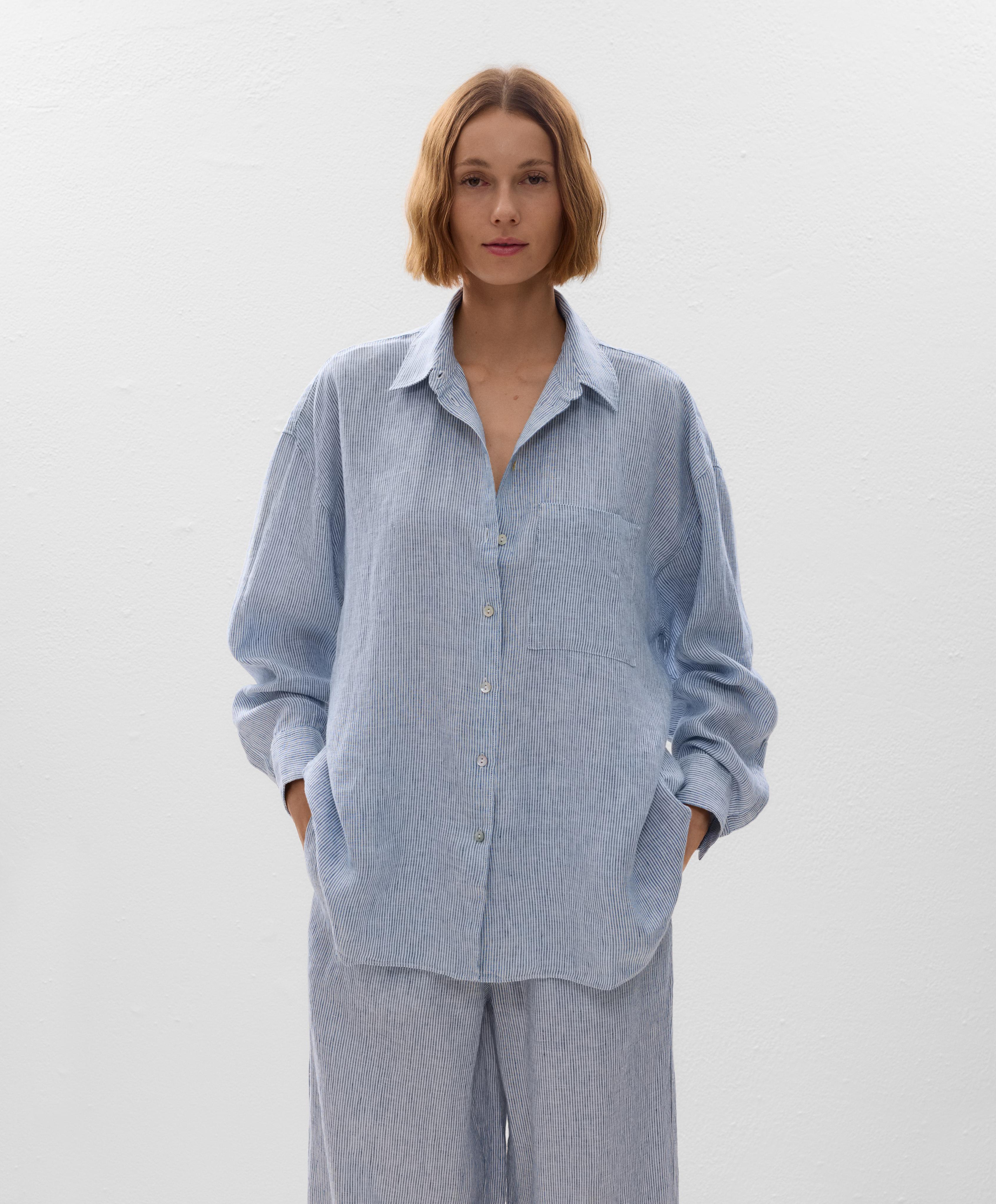 100% linen relaxed striped shirt