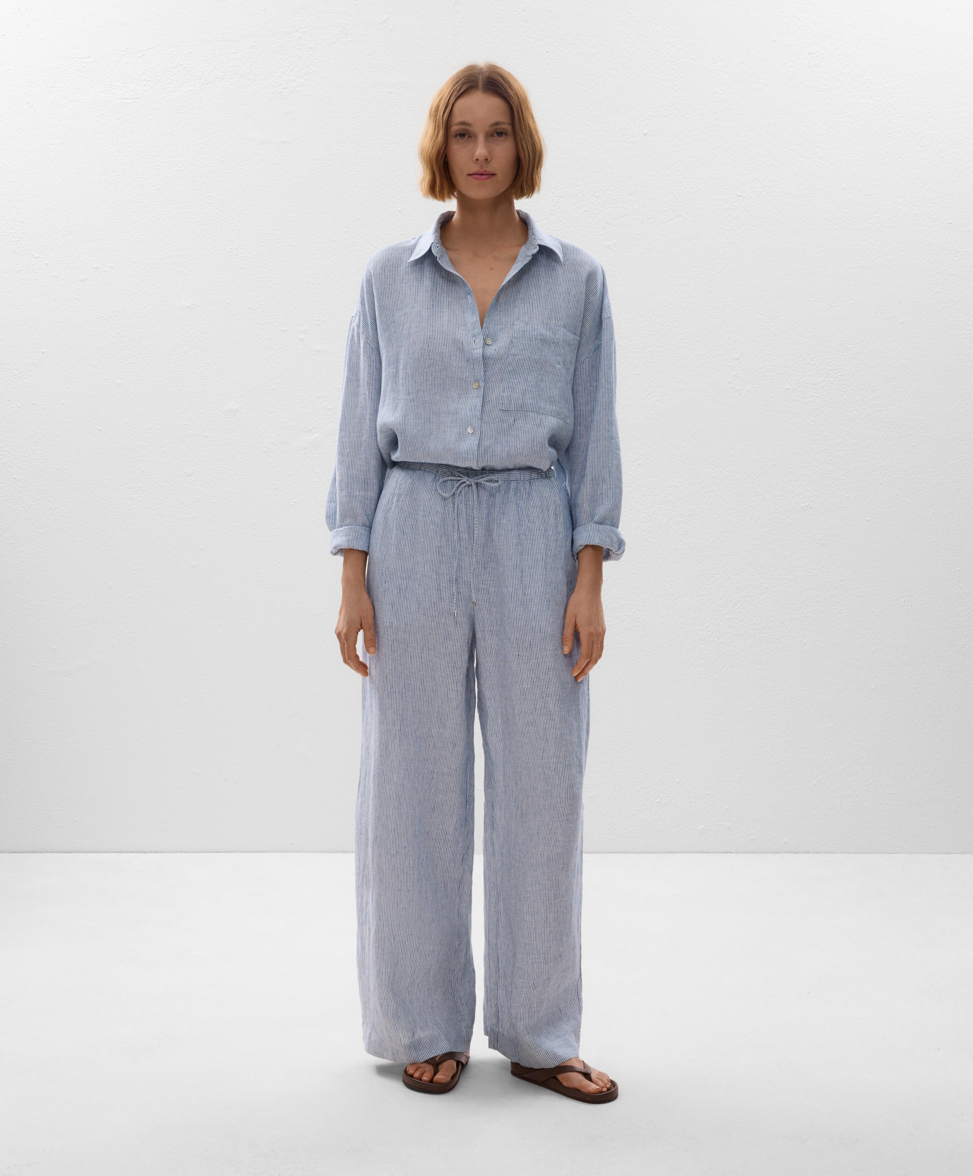 100% linen relaxed striped shirt