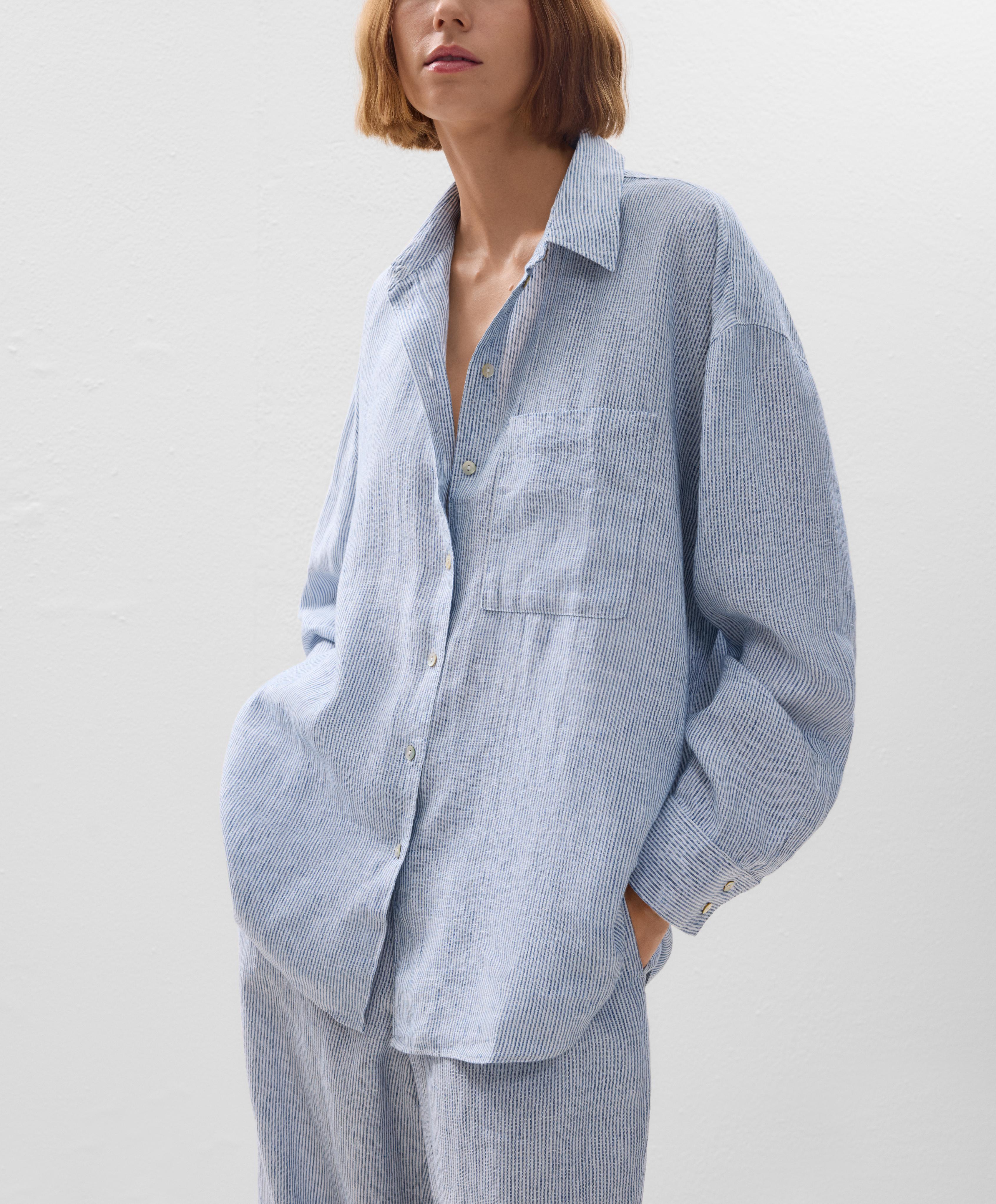 100% linen relaxed striped shirt 3 100% linen relaxed striped shirt