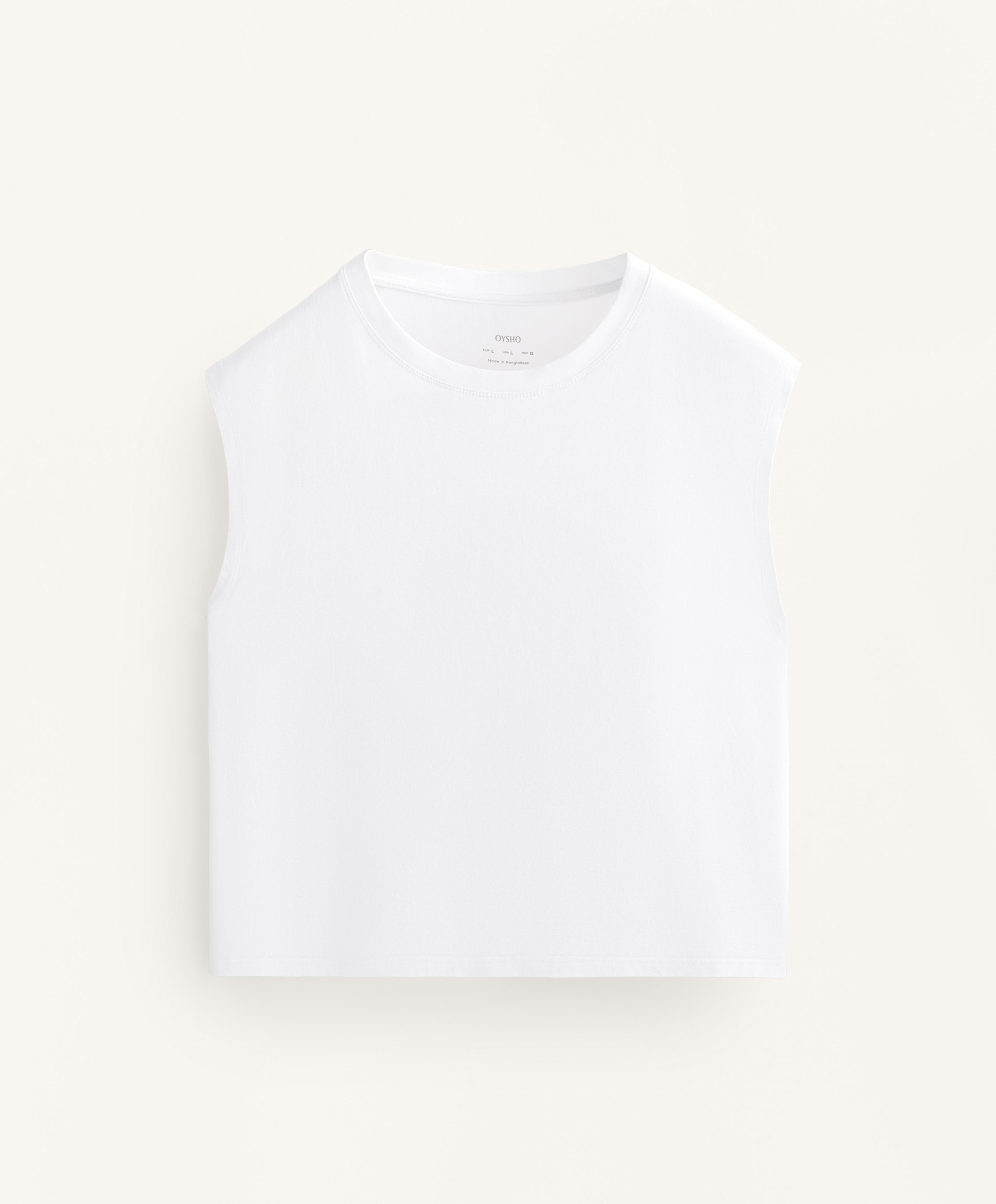 Cotton blend sleeveless T-shirt