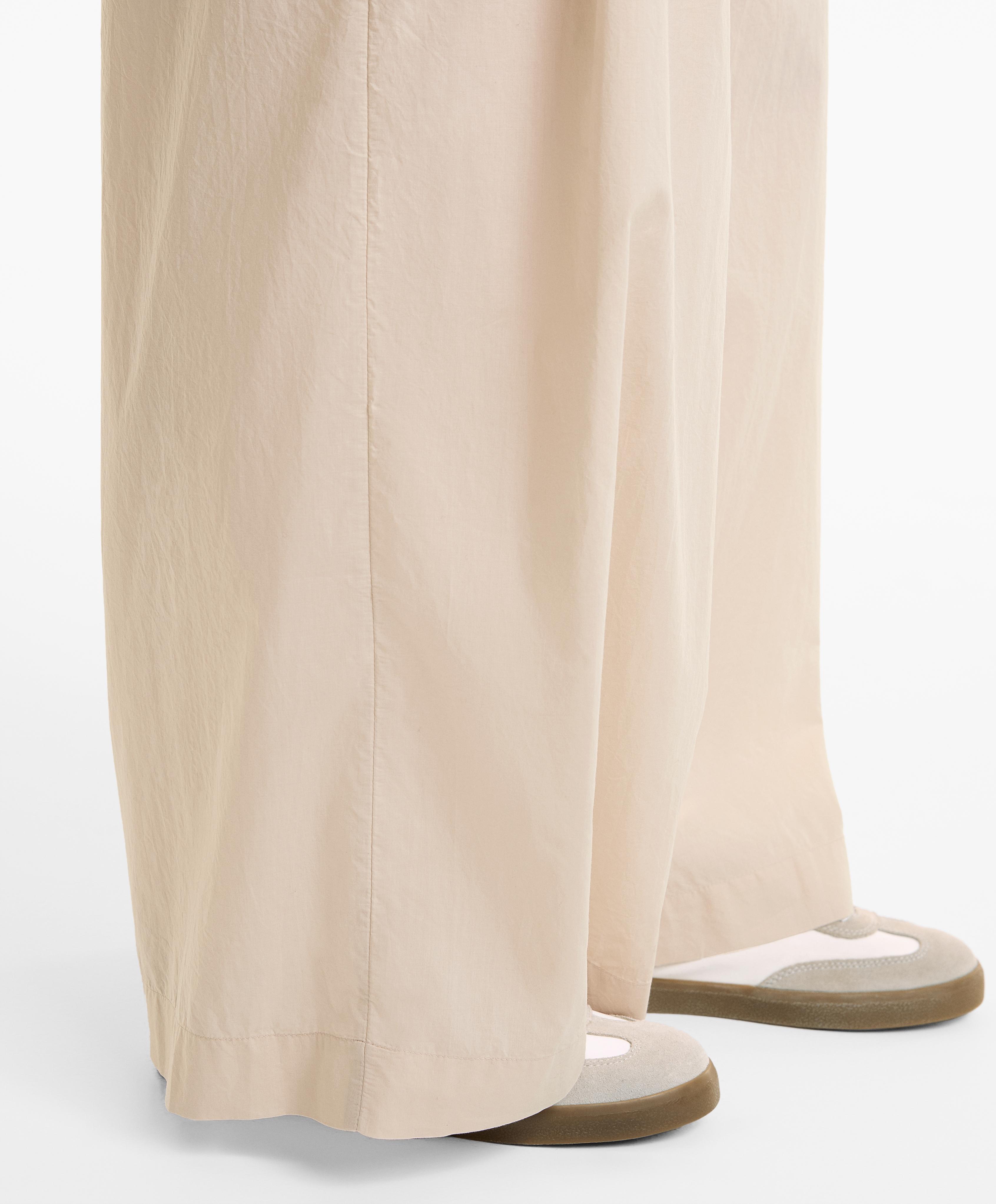 100% cotton poplin wide-leg trousers