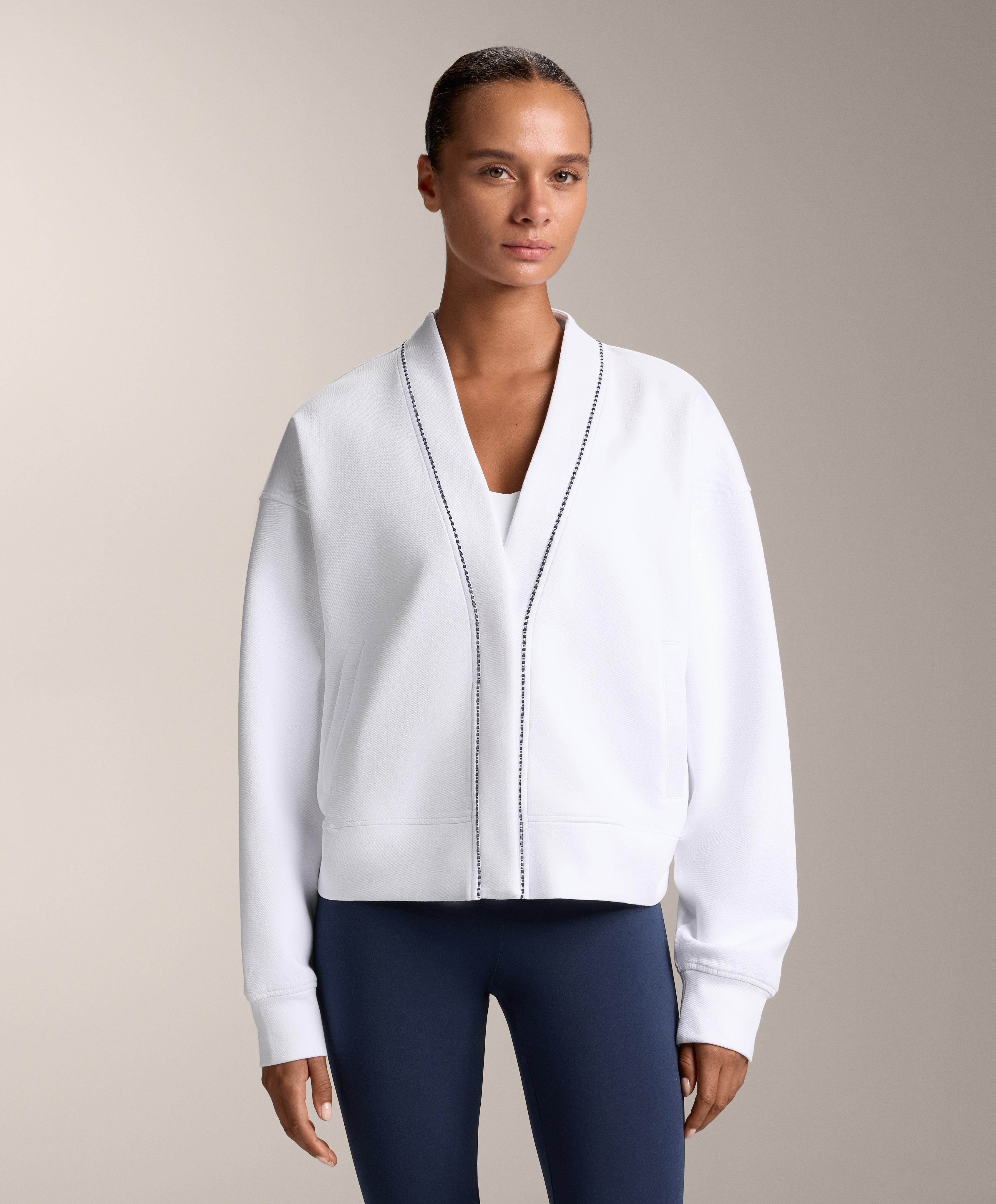 Cotton blend heavy weight piqué cardigan